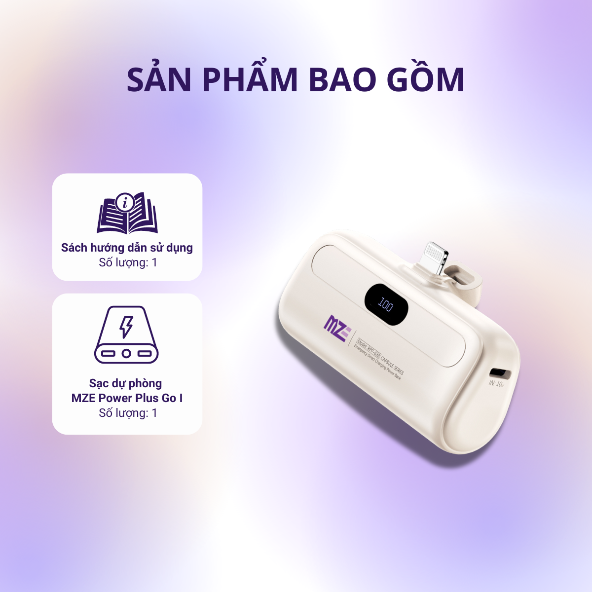 Sạc dự phòng mini không dây MZE Power Plus Go I - BC02, dung lượng 5000mAh