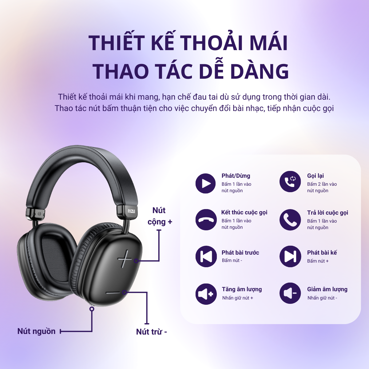 Tai nghe chụp bluetooth MZE Beats Go I - BH01