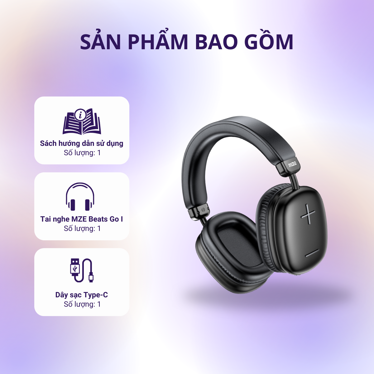 Tai nghe chụp bluetooth MZE Beats Go I - BH01