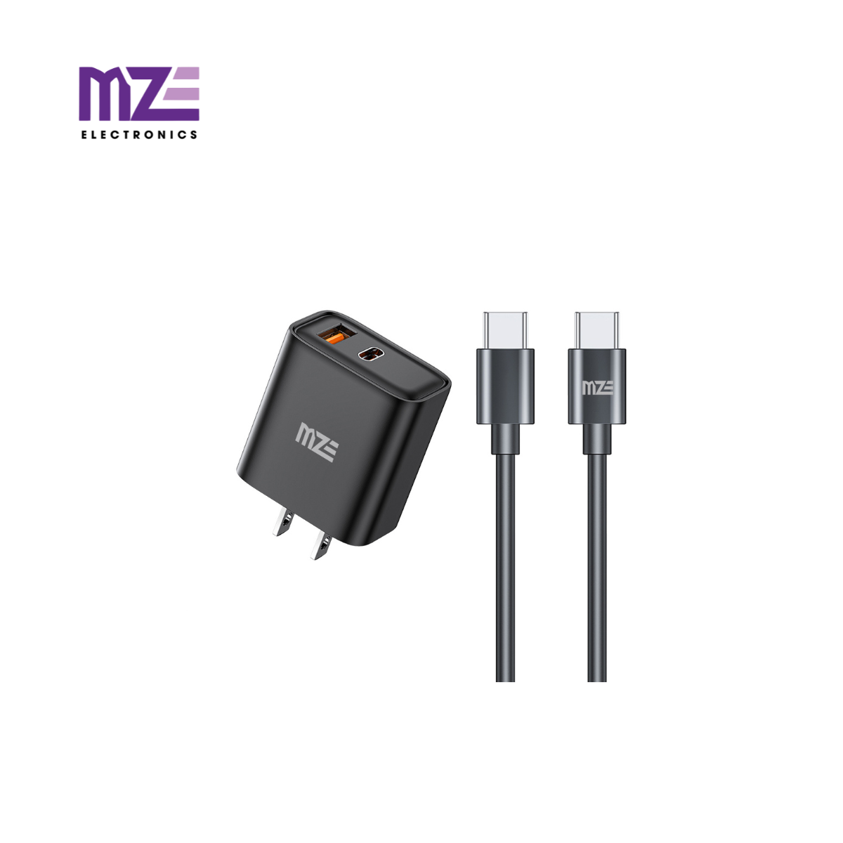 Bộ cáp sạc điện thoại 2 cổng MZE Charge Max I - TypeC To TypeC - PC02
