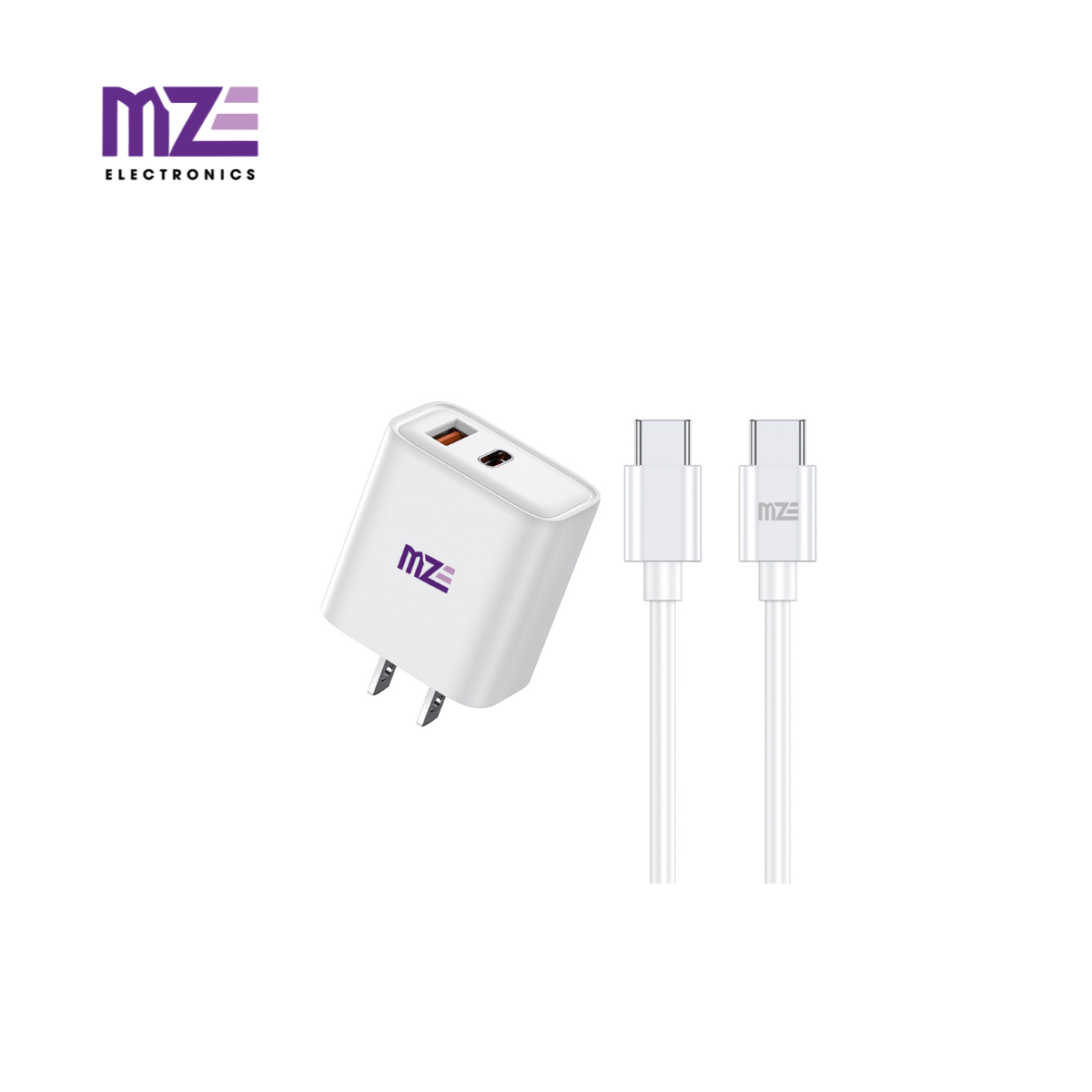 Bộ cáp sạc điện thoại 2 cổng MZE Charge Max I - TypeC To TypeC - PC02