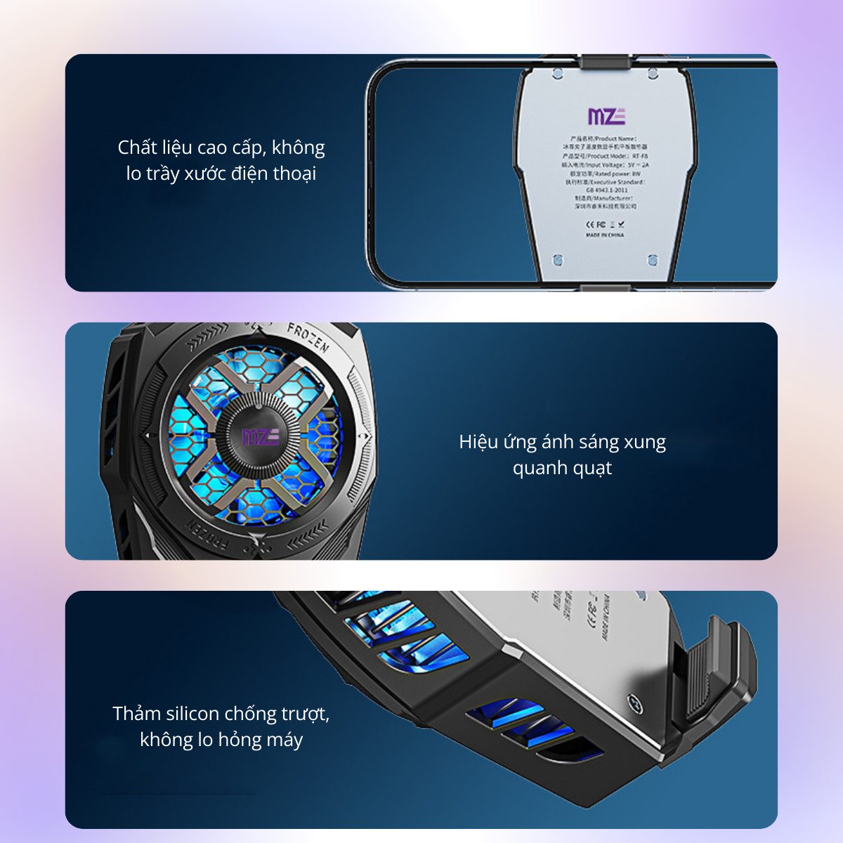 Sò lạnh, quạt tản nhiệt MZE Cool Boost I CF01 hỗ trợ làm mát điện thoại