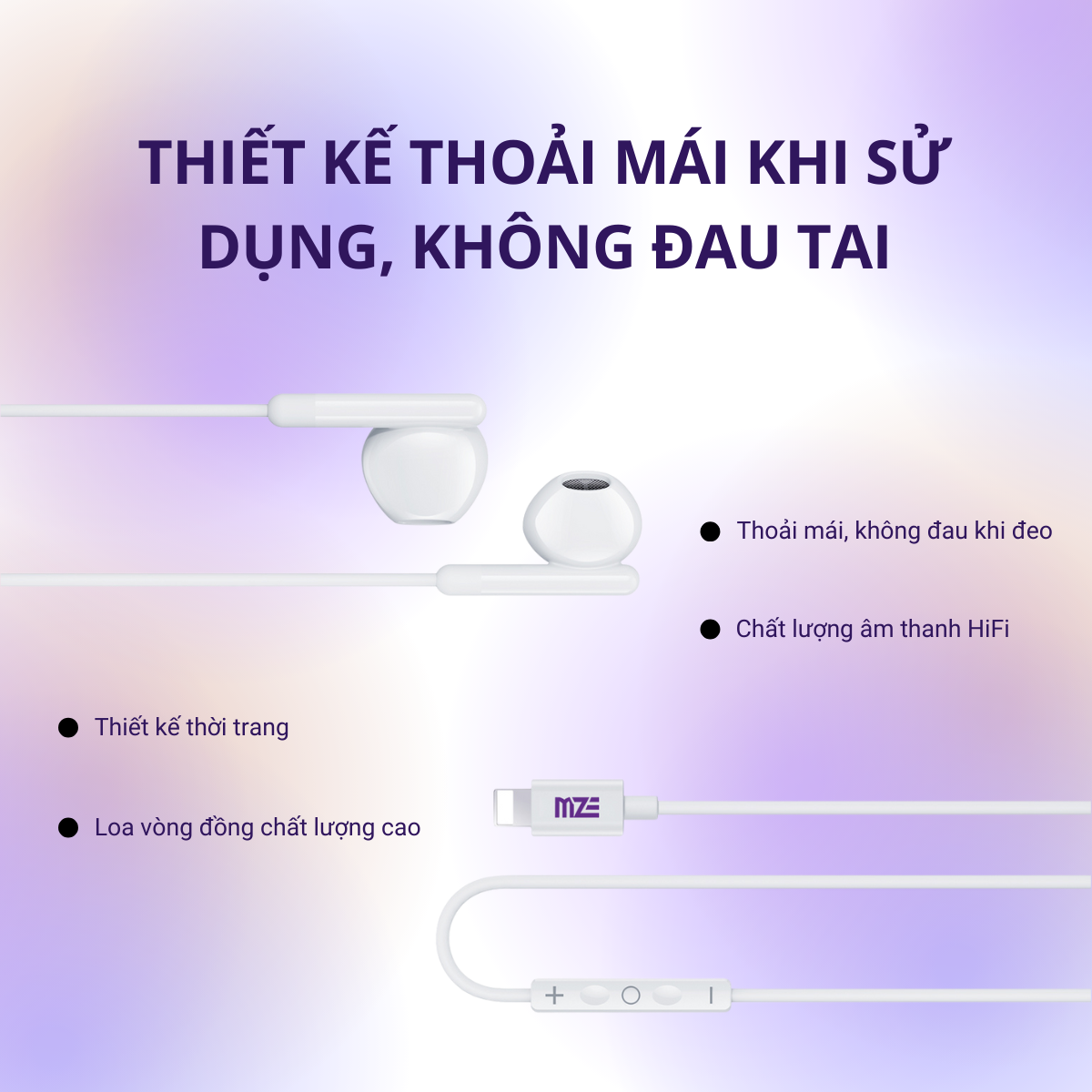 Tai nghe dây nhét tai MZE Melody I - Lighting WH01