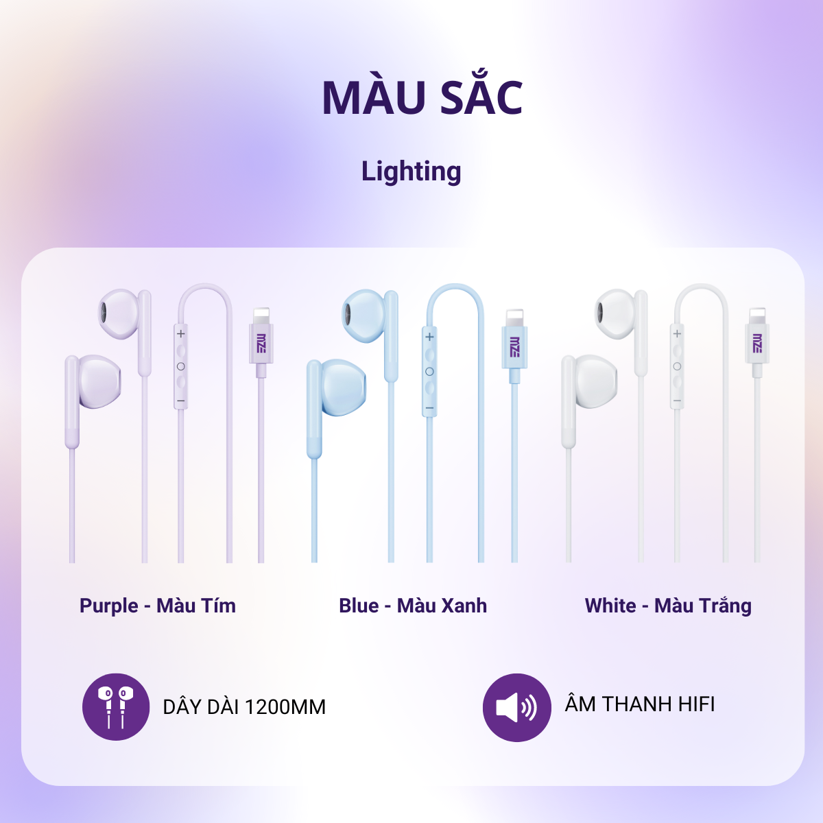 Tai nghe dây nhét tai MZE Melody I - Lighting WH01