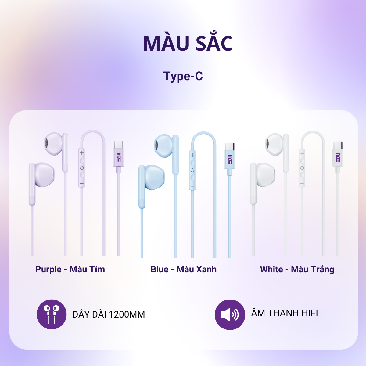 Tai nghe dây nhét tai  MZE Melody I - TypeC WH02