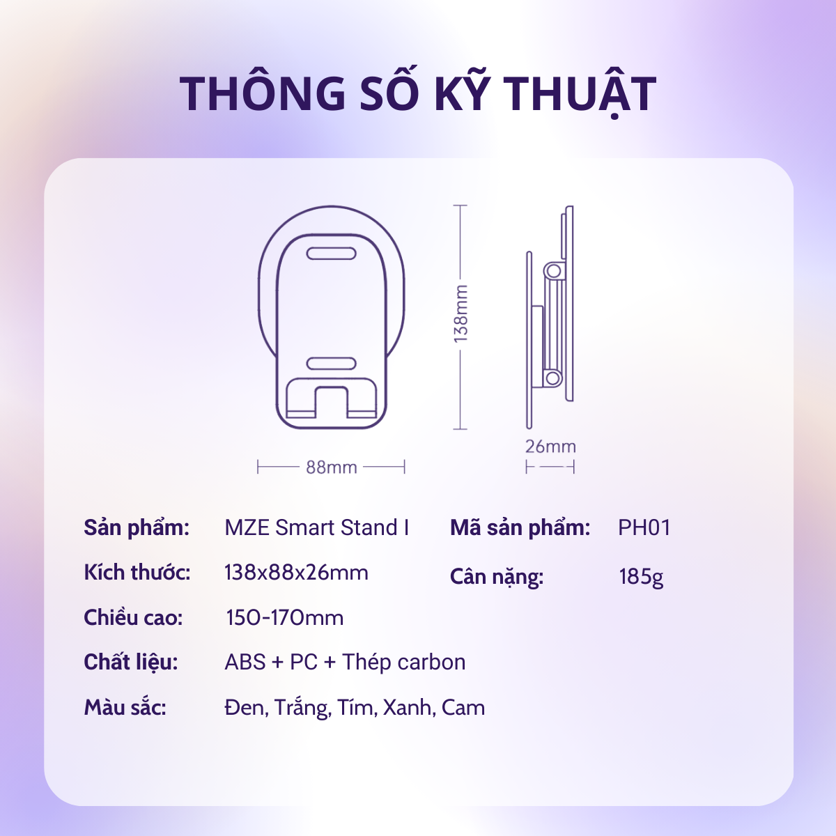 Giá đỡ điện thoại  MZE Smart Stand I - PH01