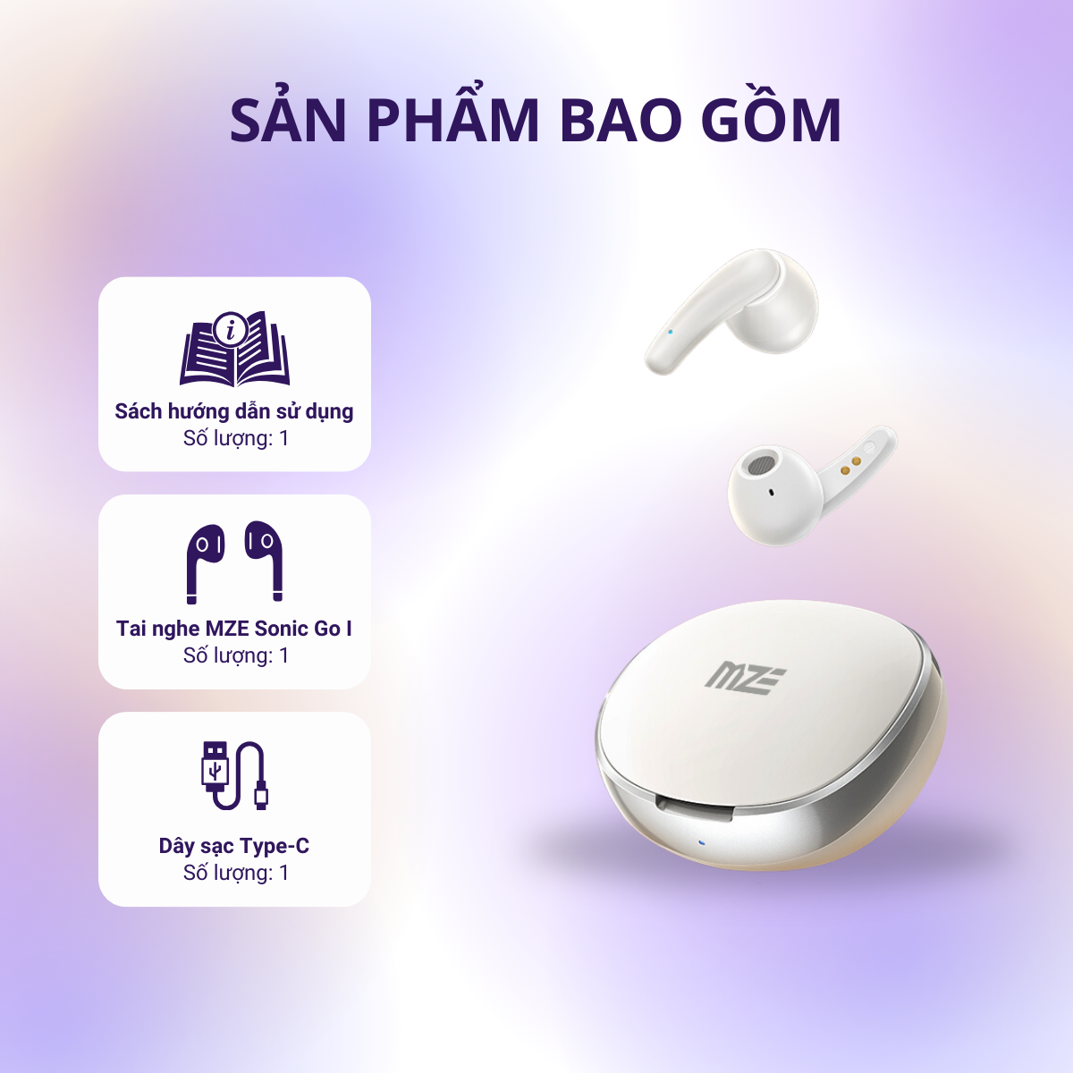 Tai nghe bluetooth, không dây MZE Sonic Go I - BE01