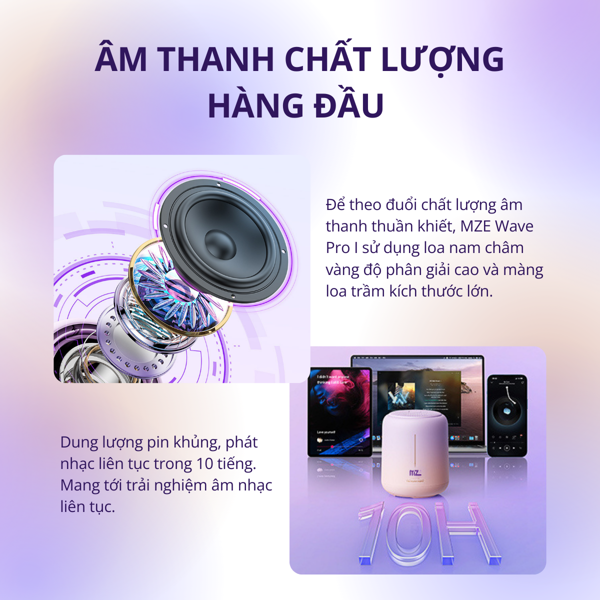 Loa bluetooth không dây,  mini MZE Wave Go I - BS02
