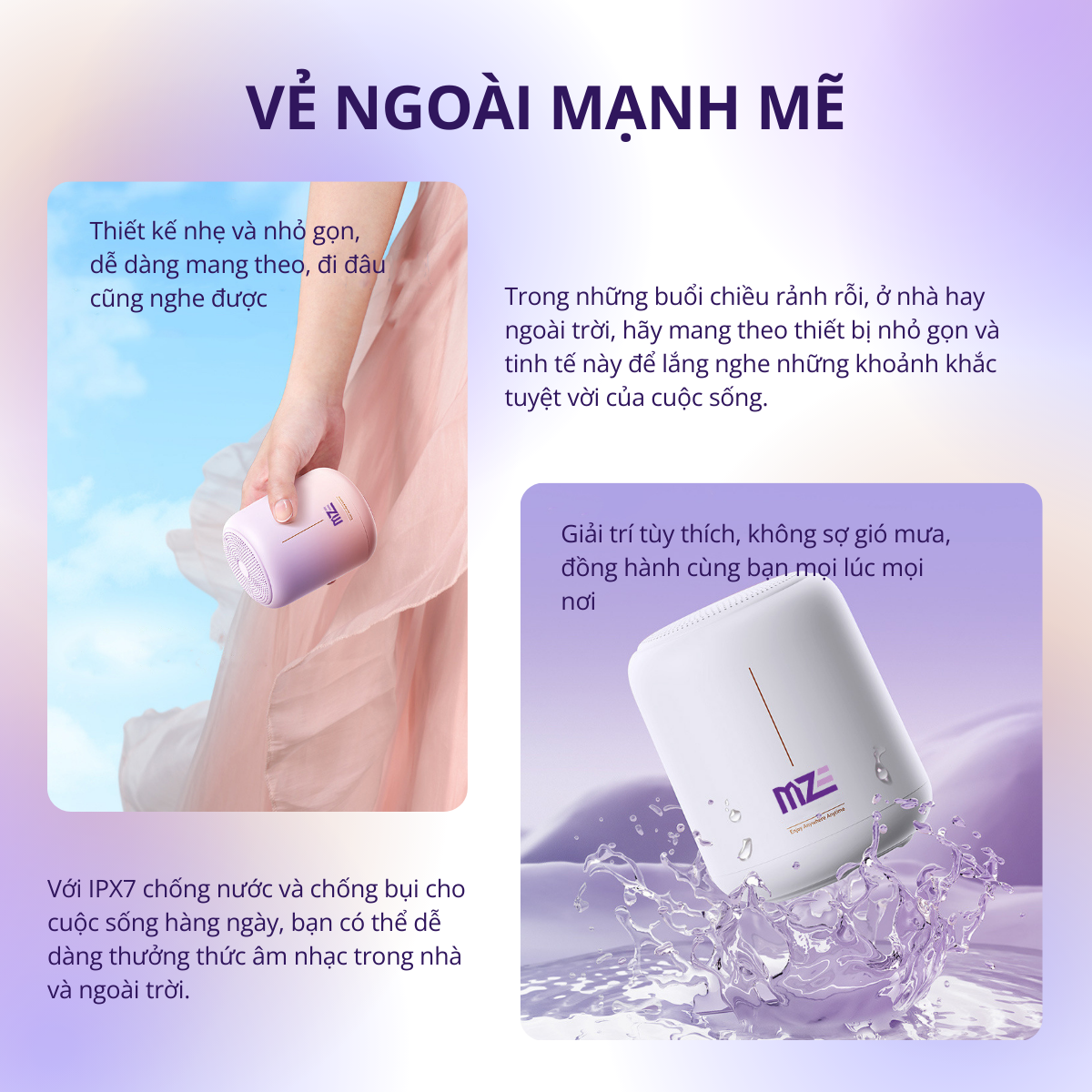 Loa bluetooth không dây,  mini MZE Wave Go I - BS02