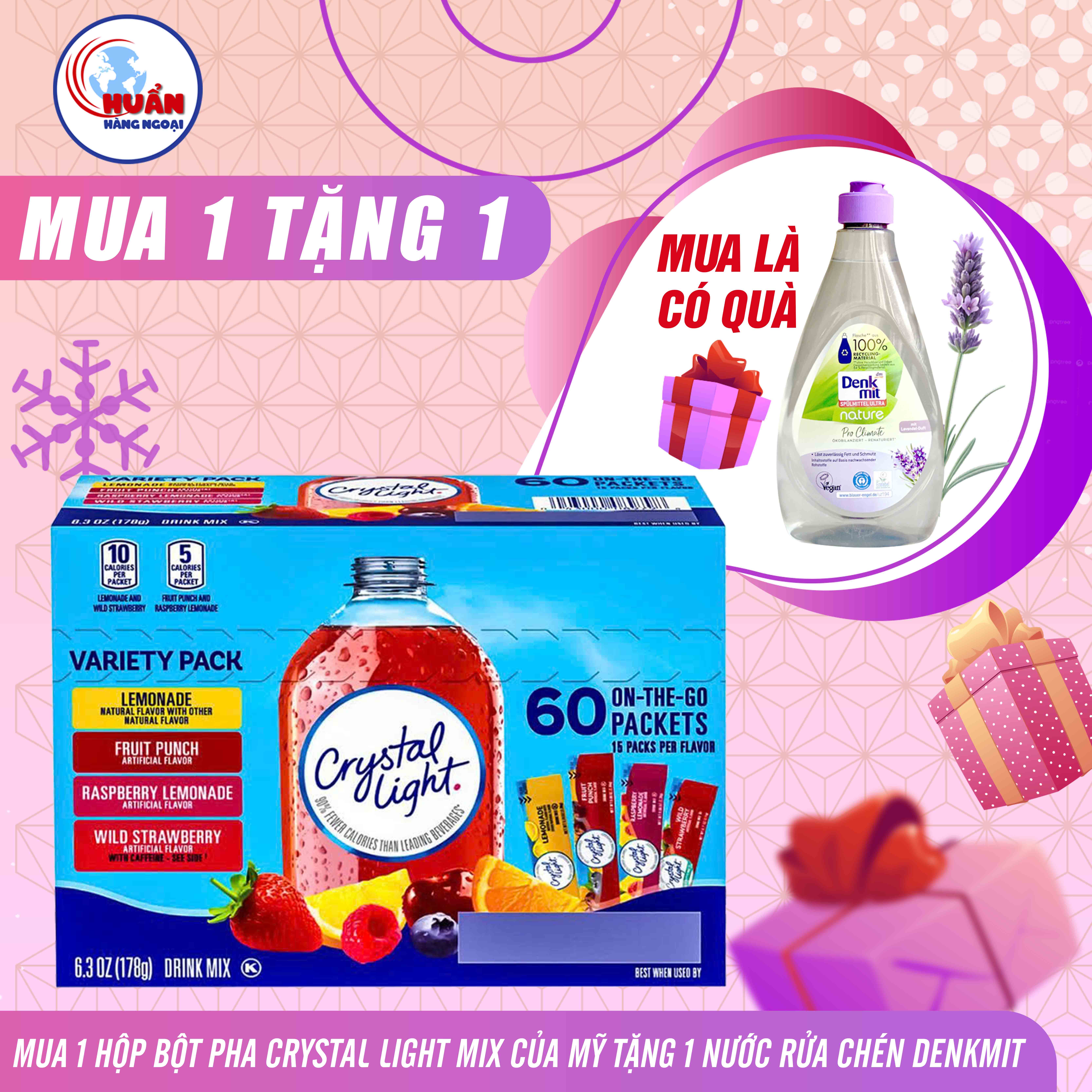 🍹BỘT PHA NƯỚC TRÁI CÂY KHÔNG ĐƯỜNG CRYSTAL LIGHT️-NHẬP MỸ