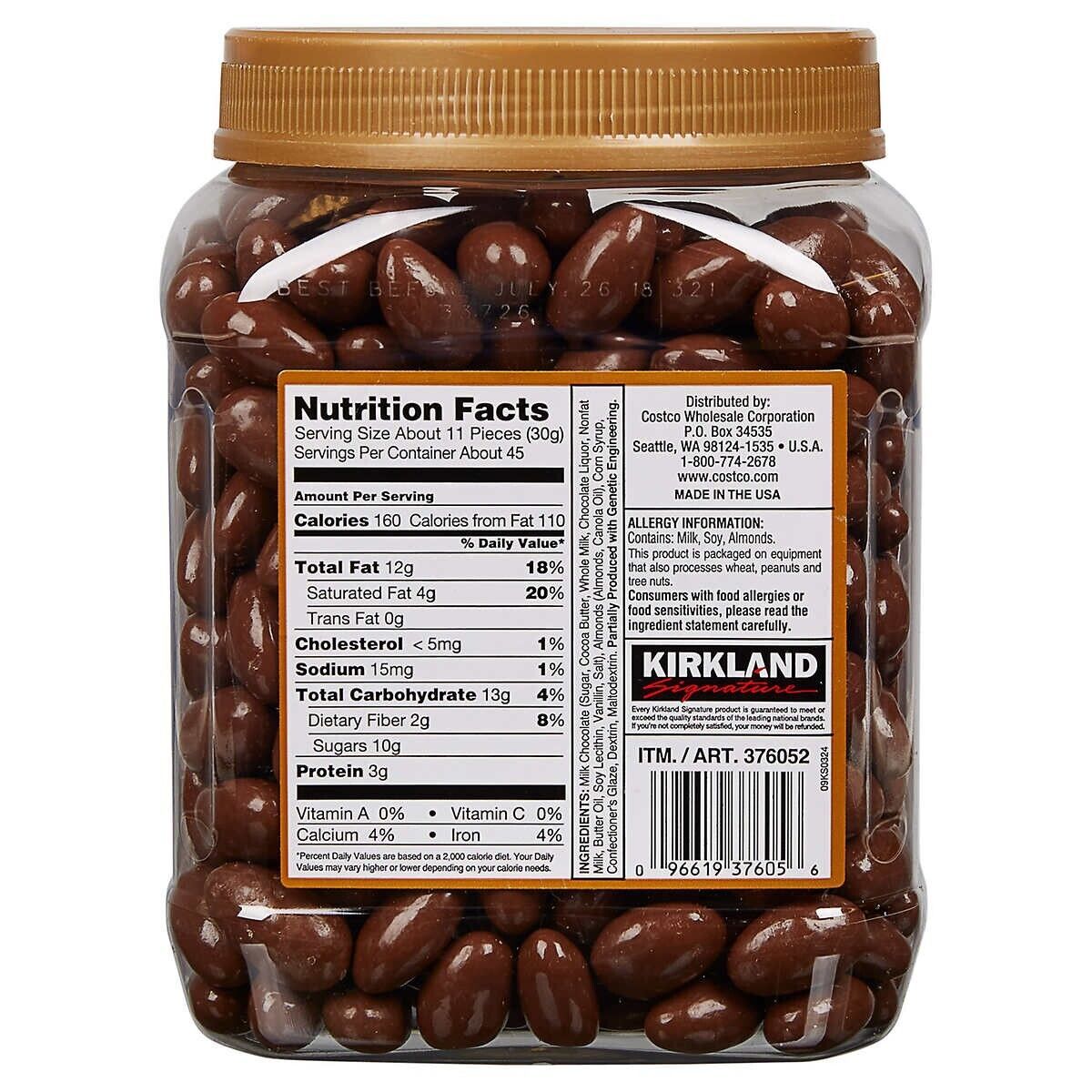 Socola sữa hạnh nhân Kirkland Milk Chocolate Almonds Mỹ