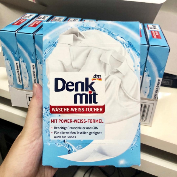 Miếng Giặt Tẩy Trắng Quần Áo Denkmit, 20 Miếng-Hàng chuẩn Đức-Chính hãng