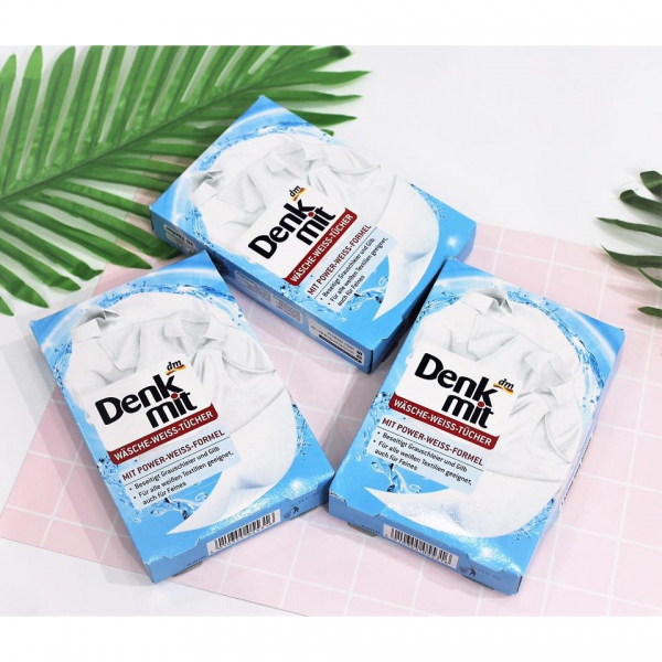 Miếng Giặt Tẩy Trắng Quần Áo Denkmit, 20 Miếng-Hàng chuẩn Đức-Chính hãng