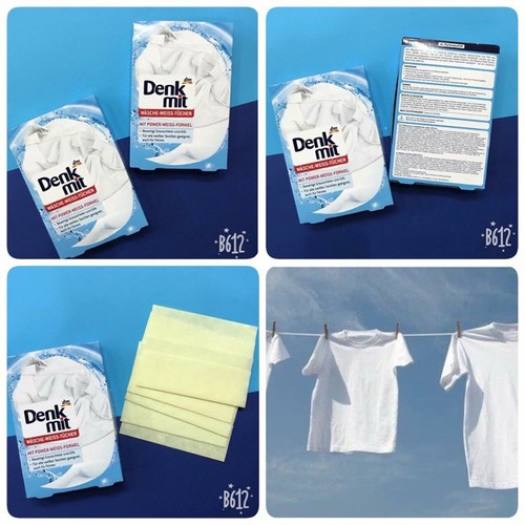 Miếng Giặt Tẩy Trắng Quần Áo Denkmit, 20 Miếng-Hàng chuẩn Đức-Chính hãng