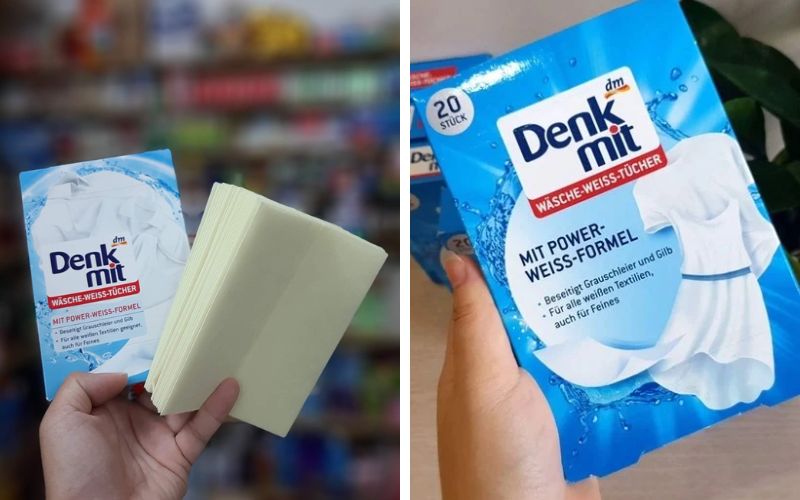 Miếng Giặt Tẩy Trắng Quần Áo Denkmit, 20 Miếng-Hàng chuẩn Đức-Chính hãng