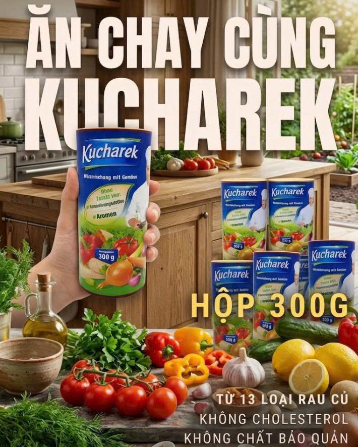 Hạt nêm thuần chay Kucharek 100% chiết xuất rau củ hữu cơ (Hộp 300g)