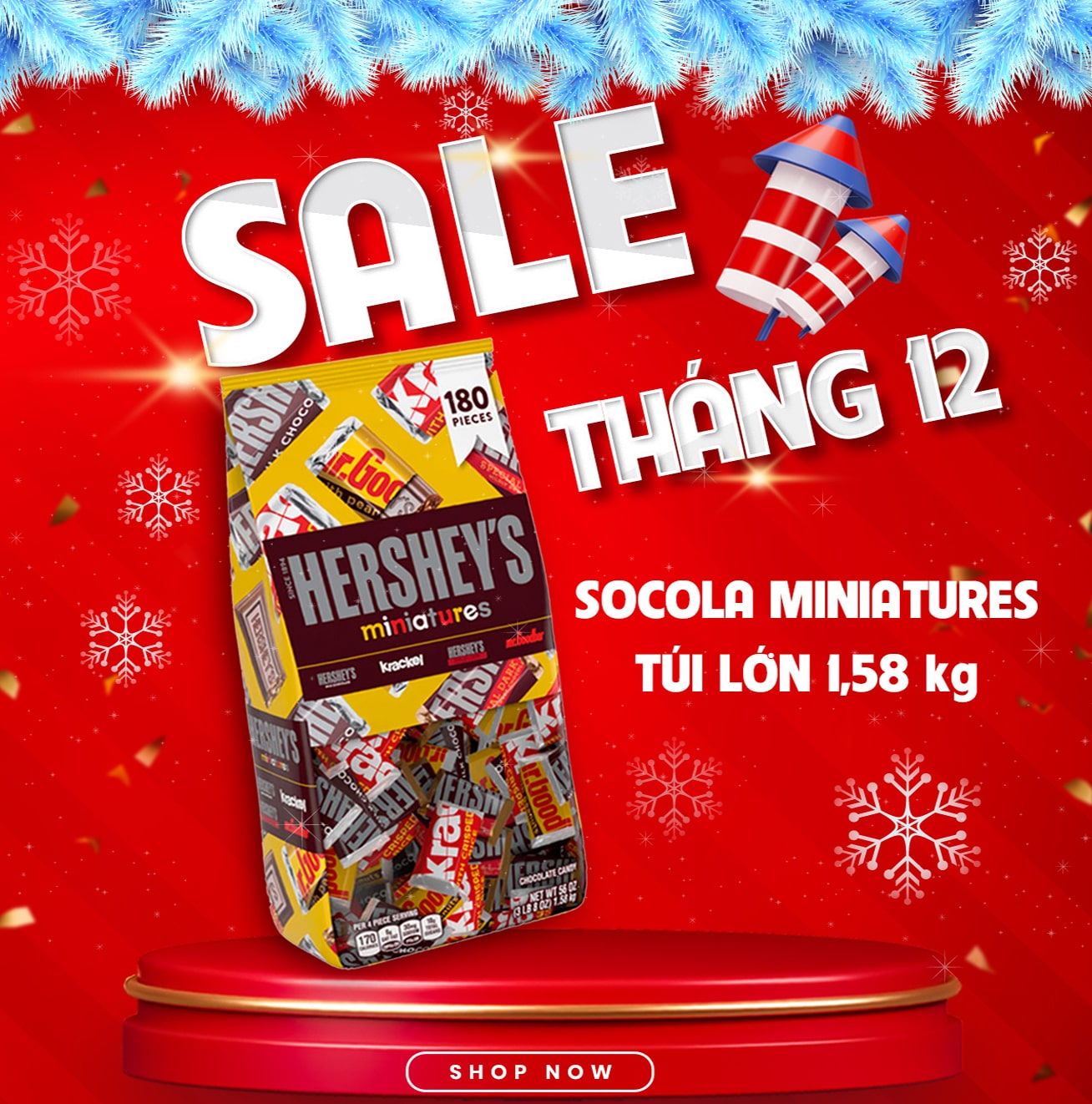 Chocolate Hershey's Miniature 1,58kg tổng hợp 4 vị khác nhau