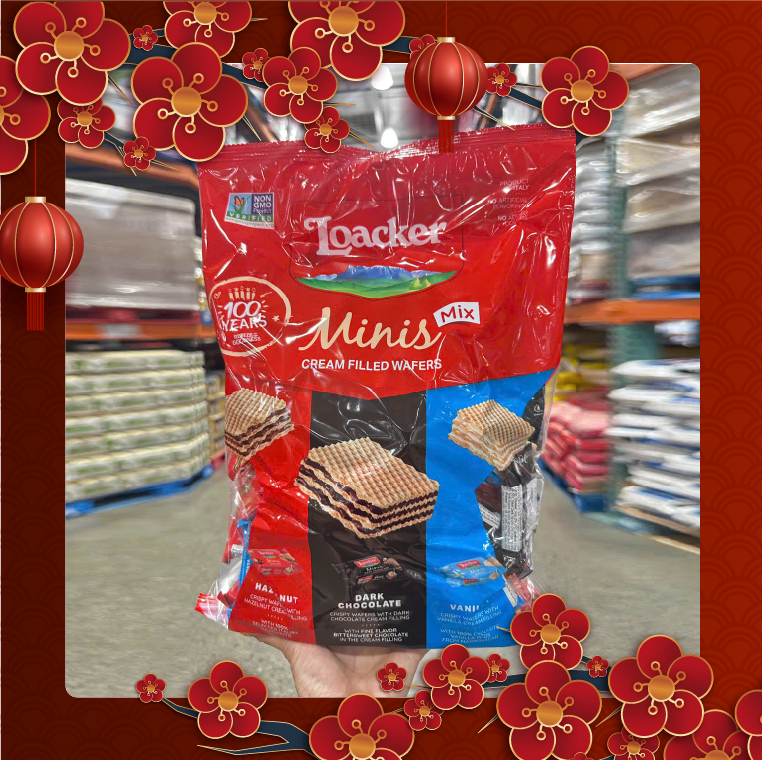 Bánh xốp nhân kem Loacker Minis (Hazelnut, Vanilla, Chocolate) 800G
