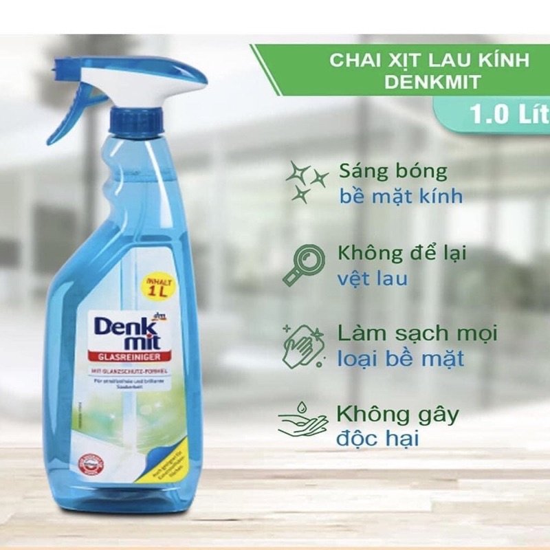 Xịt lau kính DENKMIT – Sạch bong kin kít chỉ trong vài giây-nhập chính hãng từ Đức