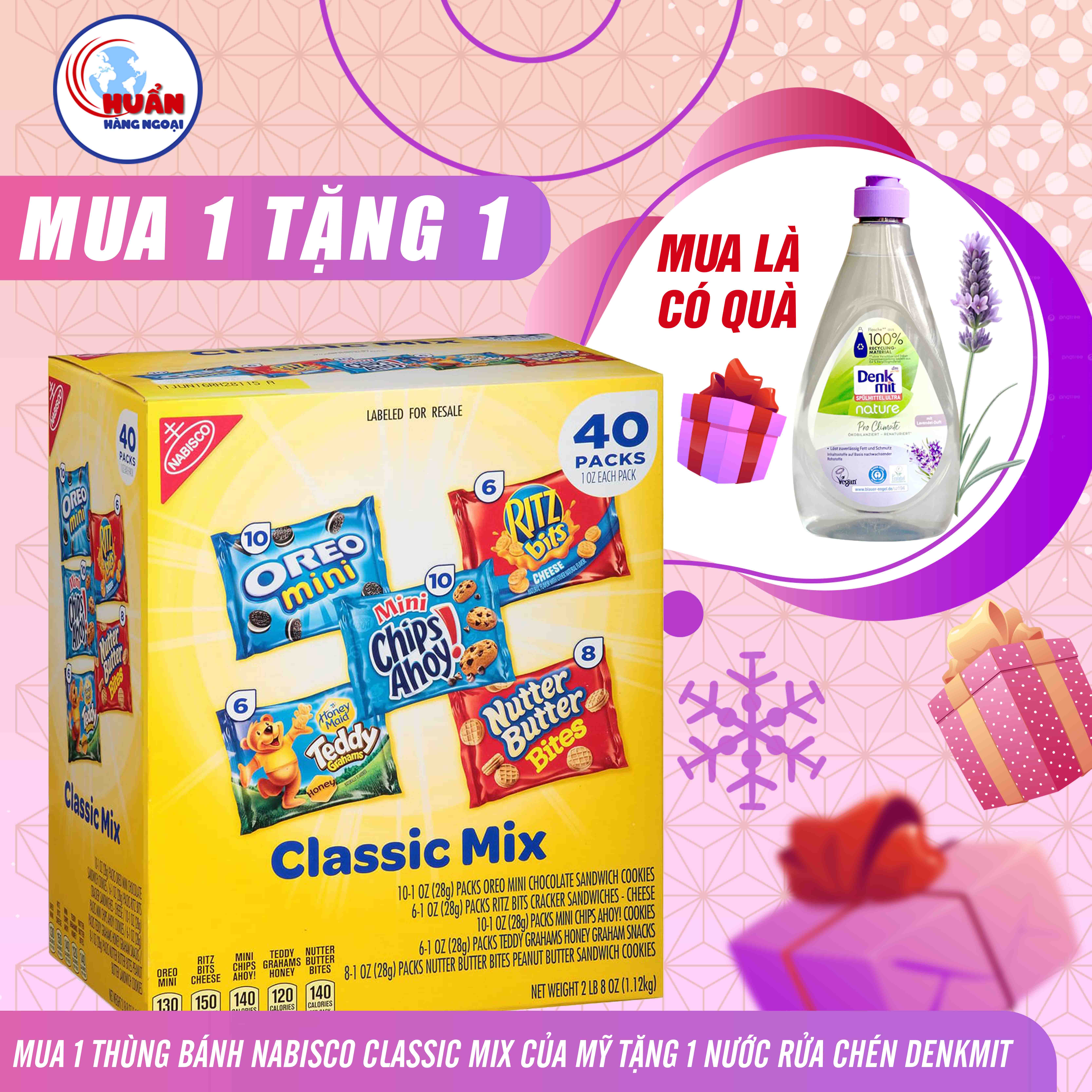 Bánh quy tổng hợp 5 loại Nabisco Classic Mix 40 gói 1.12kg U.S.A