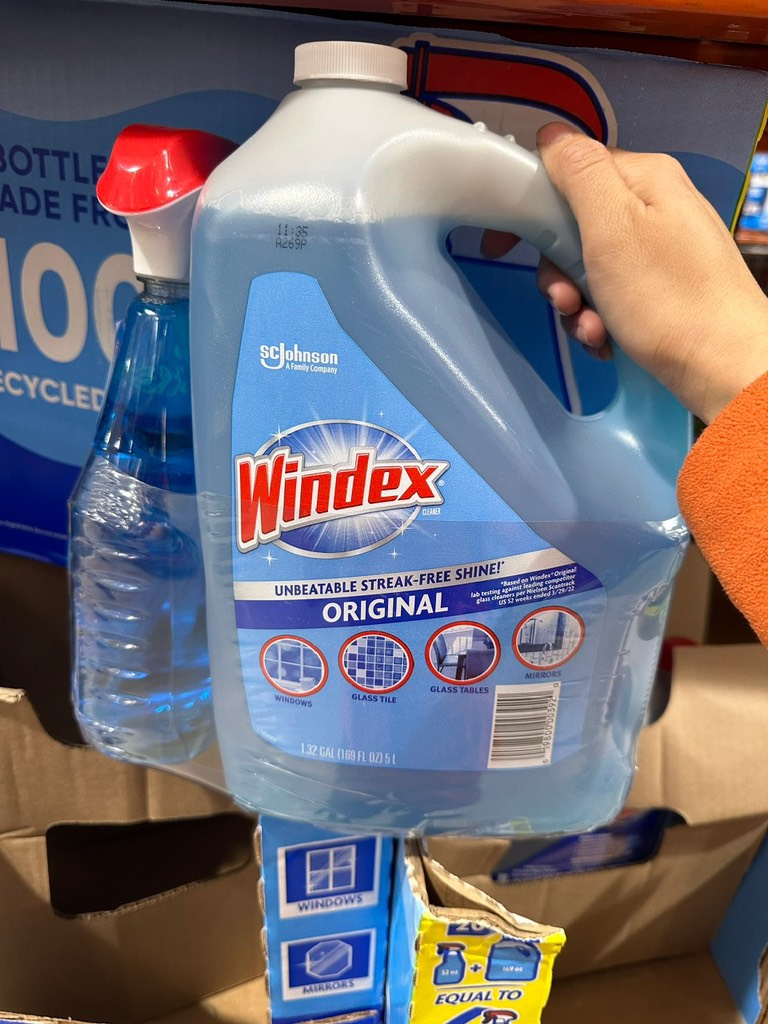Set chai xịt + bình lau kính đa năng Windex Original Glass Cleaner 946ml & 5,2 lít