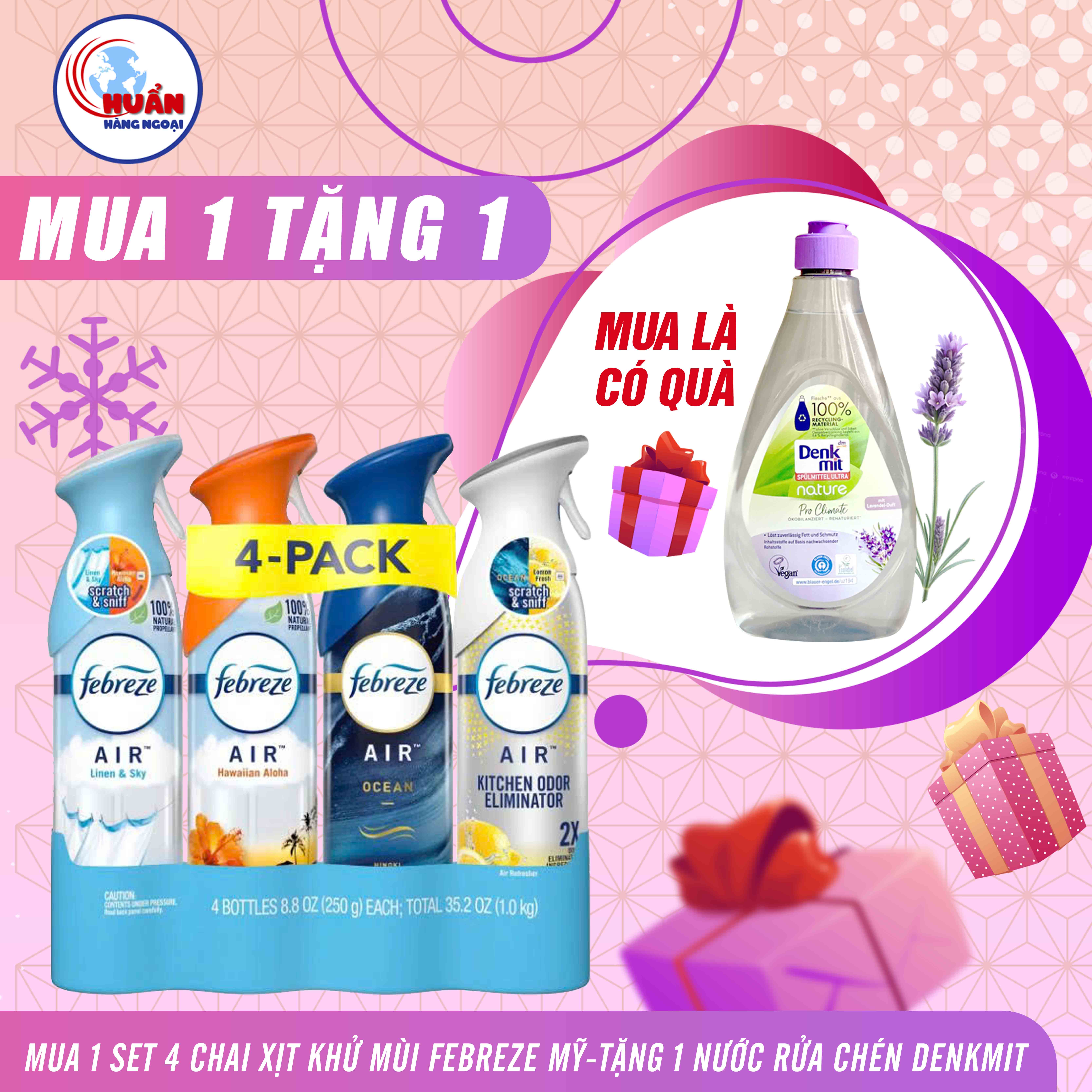 SET 4 CHAI XỊT PHÒNG KHỬ MÙI Febreze Air Refresher Spray 250g