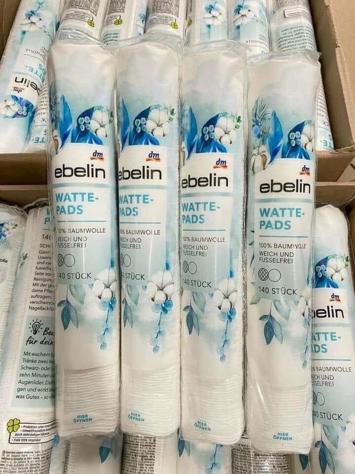 Bông Tẩy Trang Ebelin Wattepads Đức 140 Miếng – Mềm Mại, Không Xơ-hàng Chính Hãng
