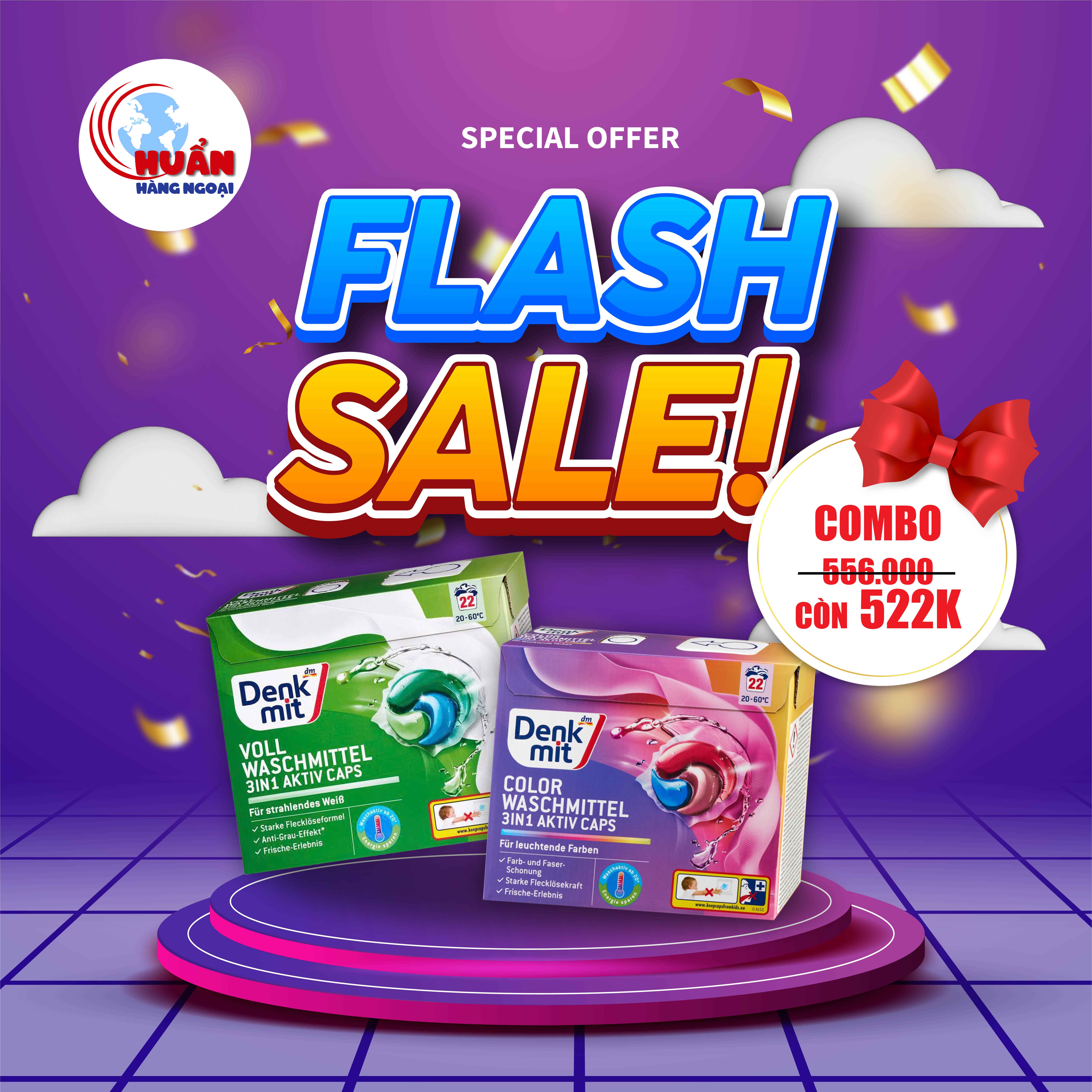 COMBO viên giặt xả quần áo màu & viên giặt xả quần áo trắng