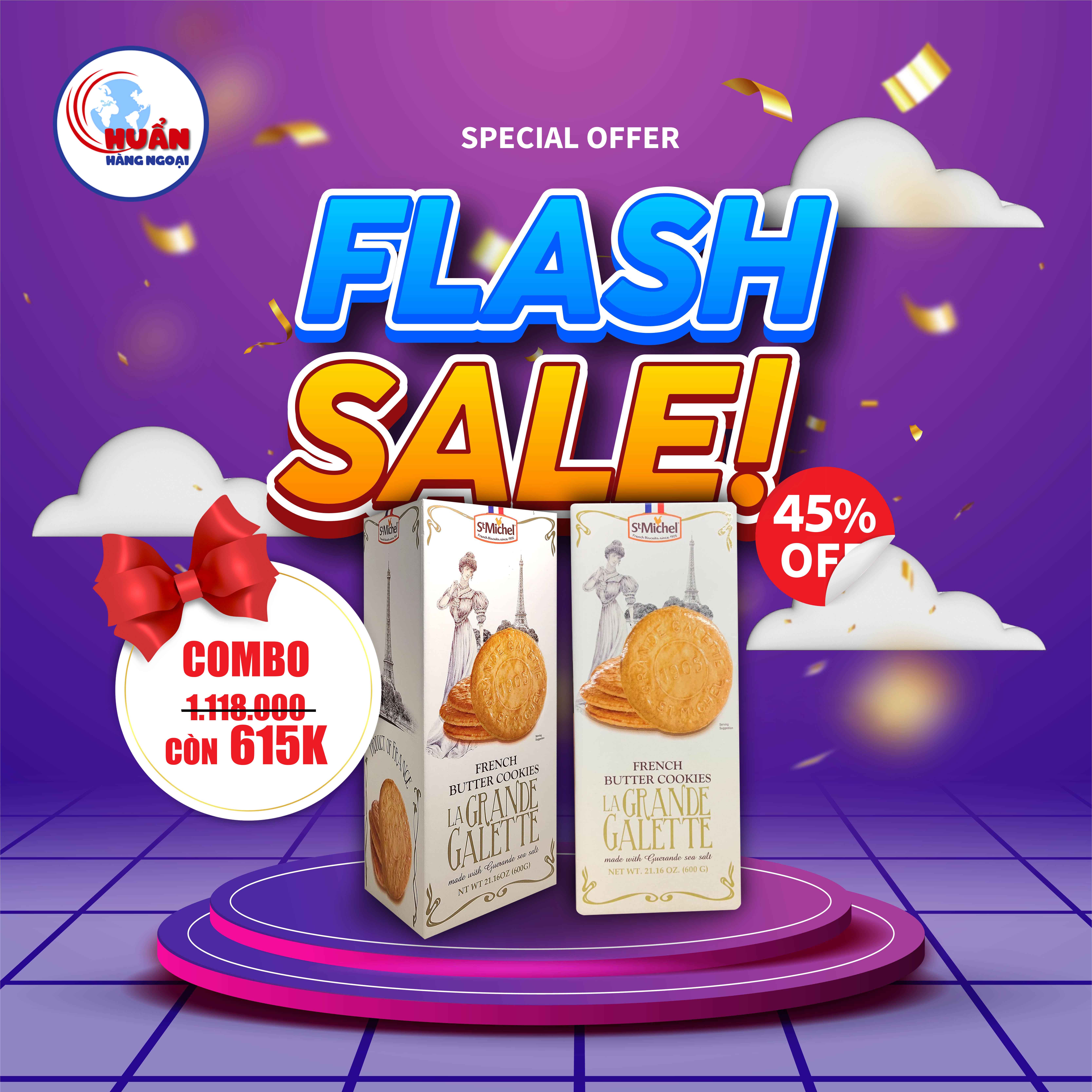 SALE-COMBO 2 HỘP Bánh quy La Grande Galette French Butter Cookies Pháp
