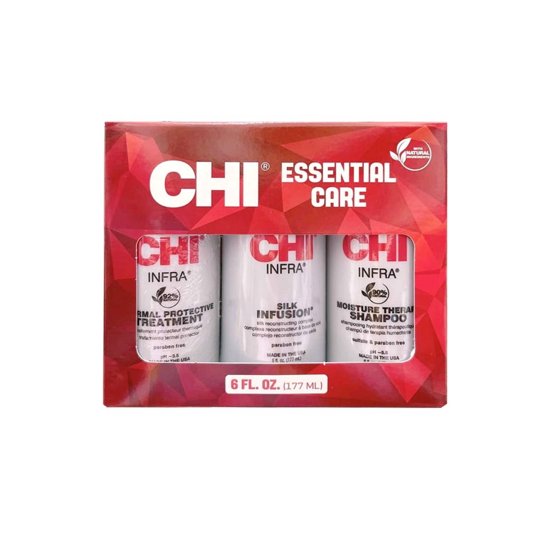 Set 3 món dầu gội, dầu xả, dầu dưỡng tóc CHI Essential Care 3x177ml