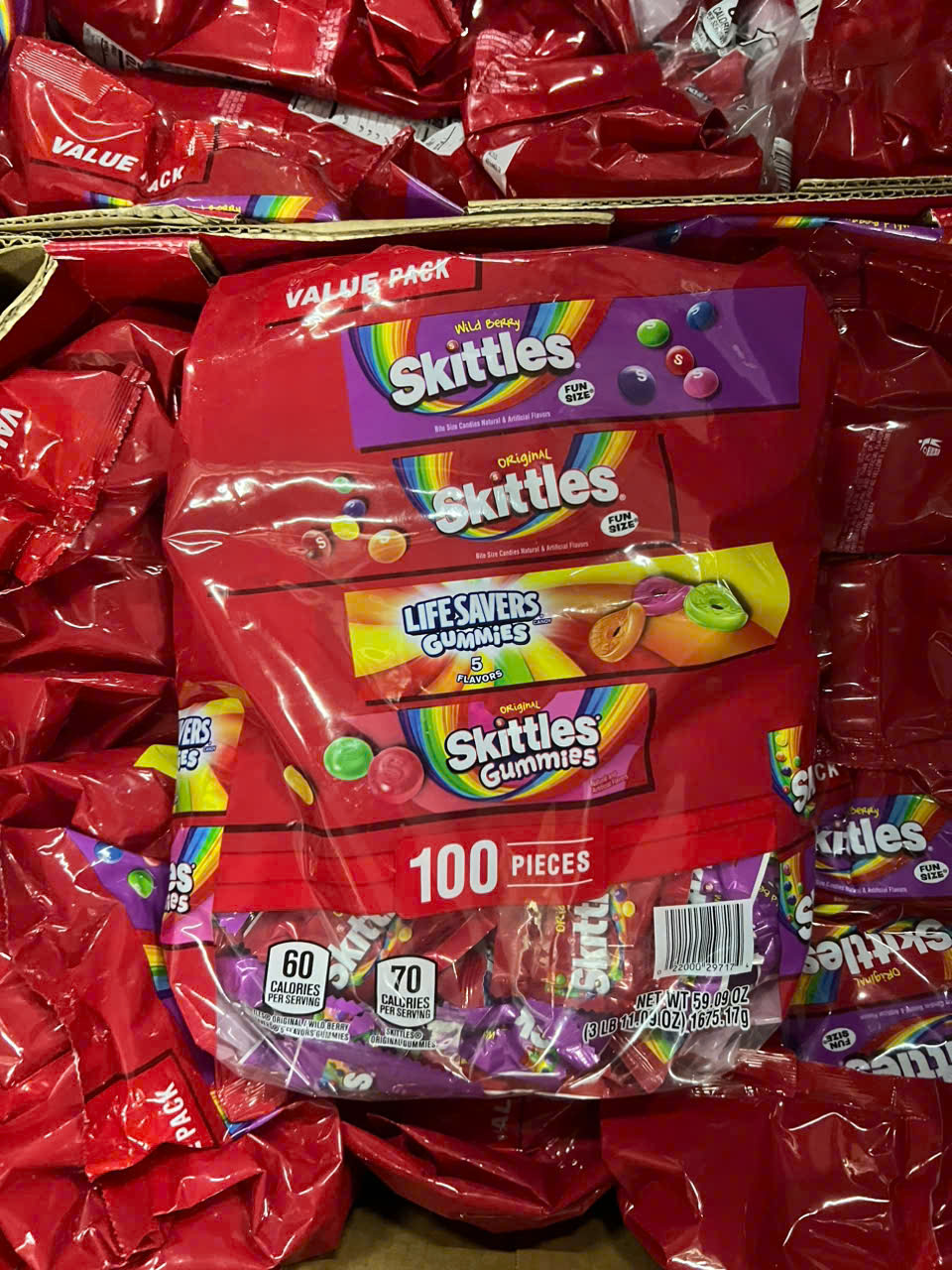 Kẹo dẻo Skittles túi 100 bịch nhỏ