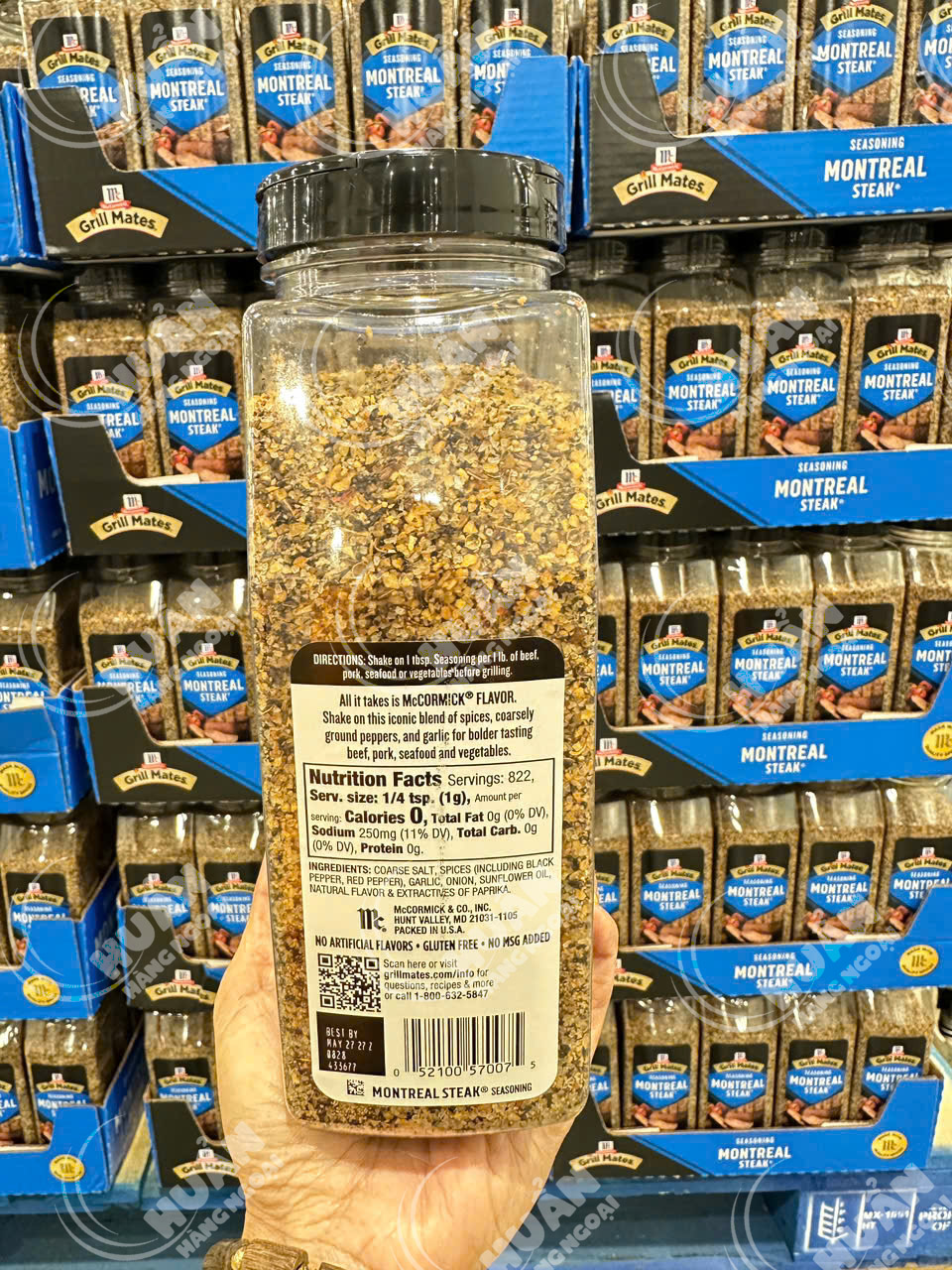 Gia vị ướp thịt bò Montreal Steak Grill Mates 822g của Mỹ (Date tới 2027)