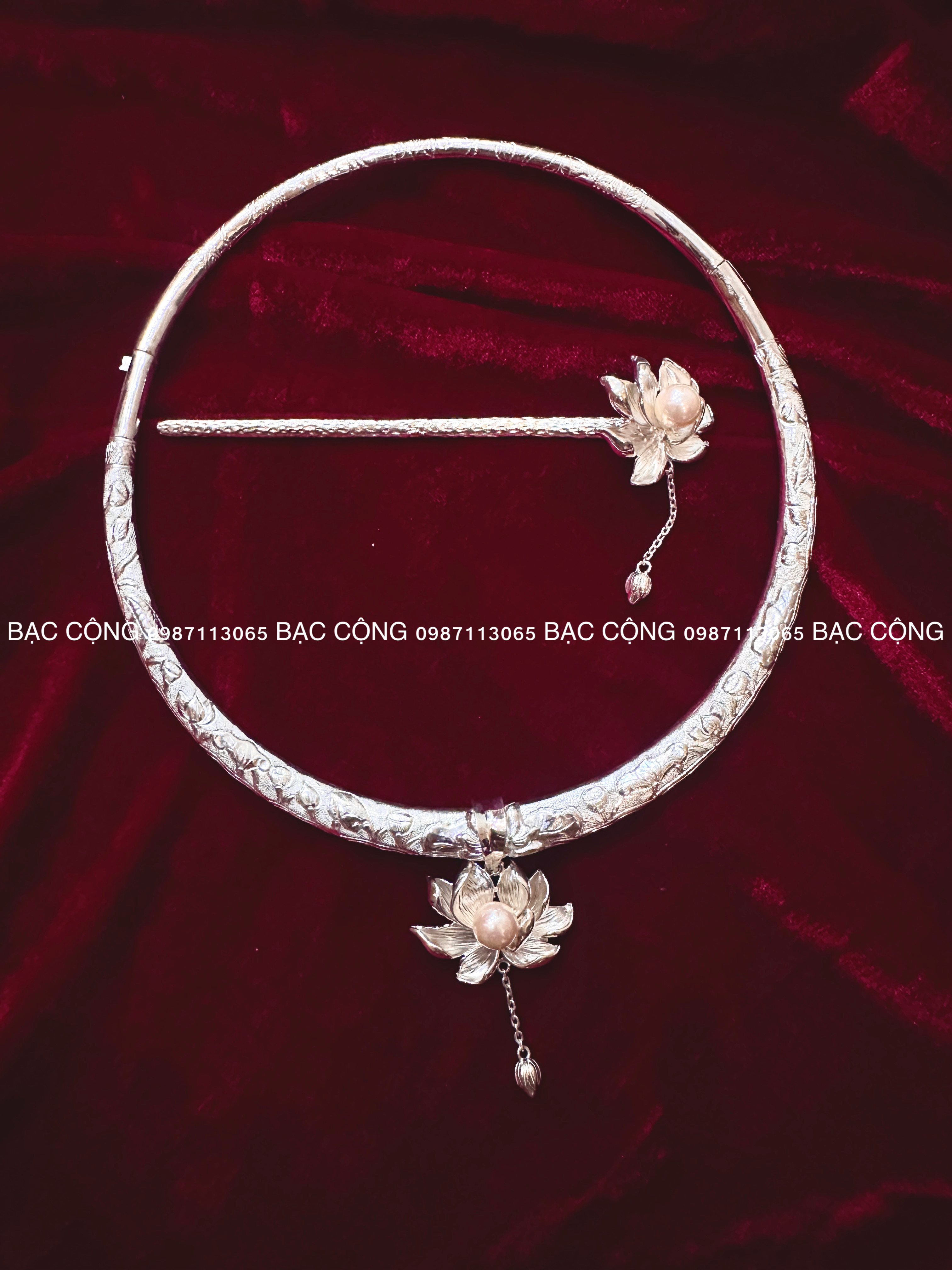 Kiềng Bạc Hoa Sen s99 kiềng cưới