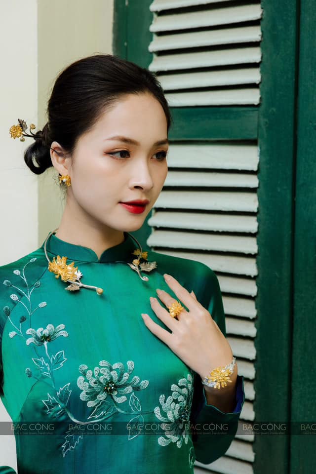 Kiềng cổ bạc cúc đại đoá bạc nguyên chất