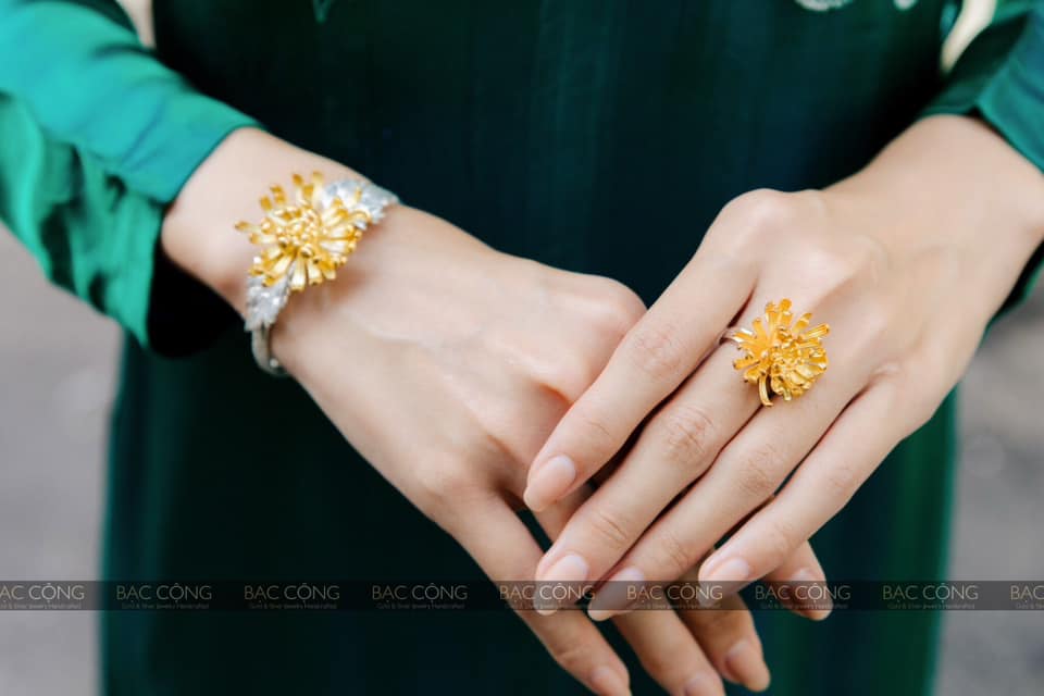 Kiềng cổ bạc cúc đại đoá bạc nguyên chất