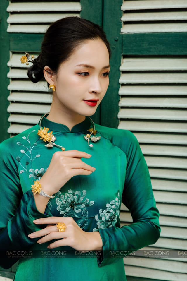Kiềng cổ bạc cúc đại đoá bạc nguyên chất