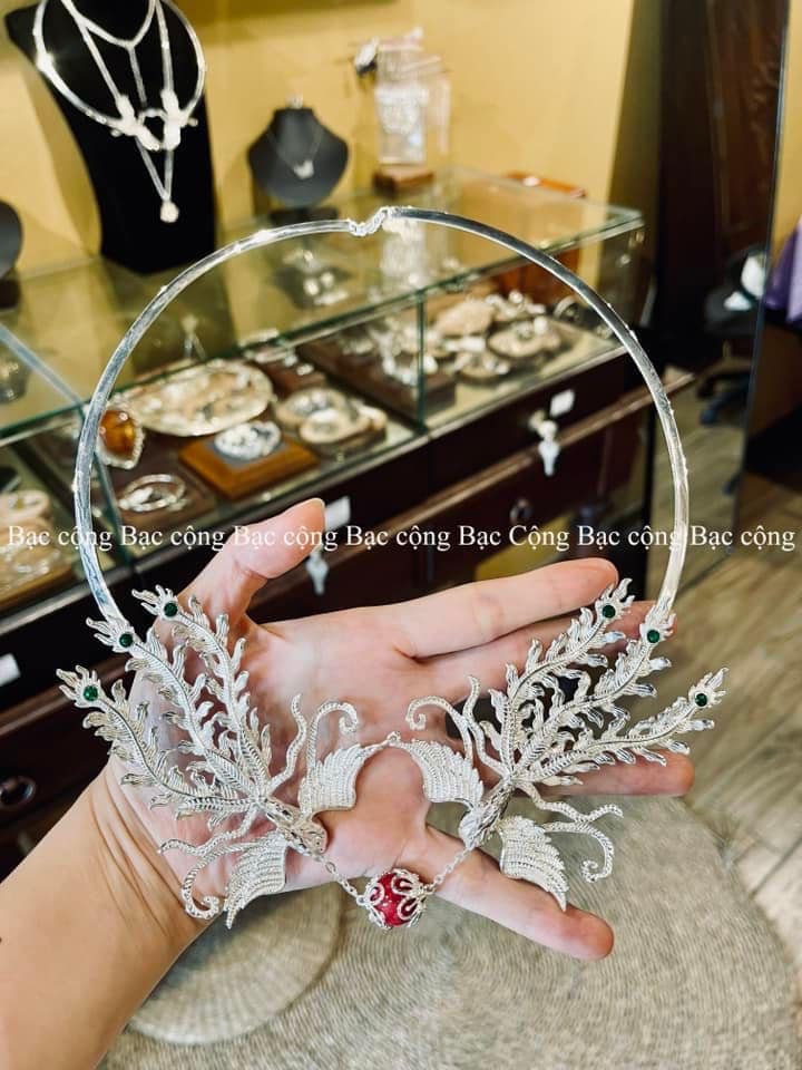 KC51 Kiềng cổ bạc nguyên chất đại phượng hoàng múa lửa thiêng