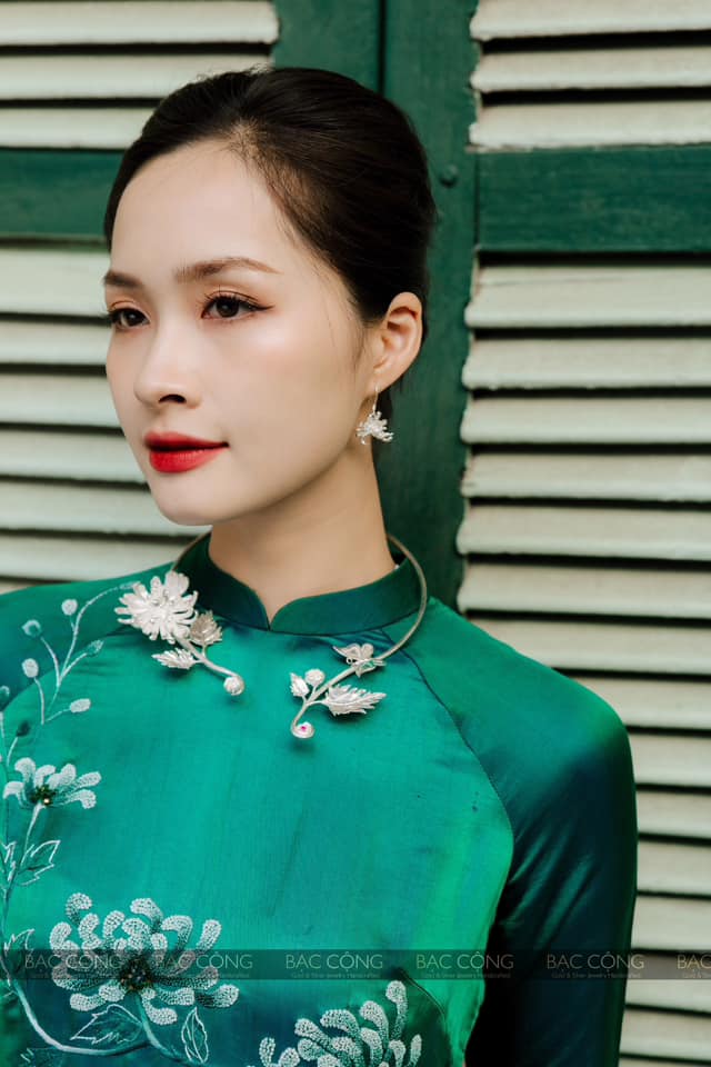 Kiềng cổ bạc cúc đại đoá bạc nguyên chất