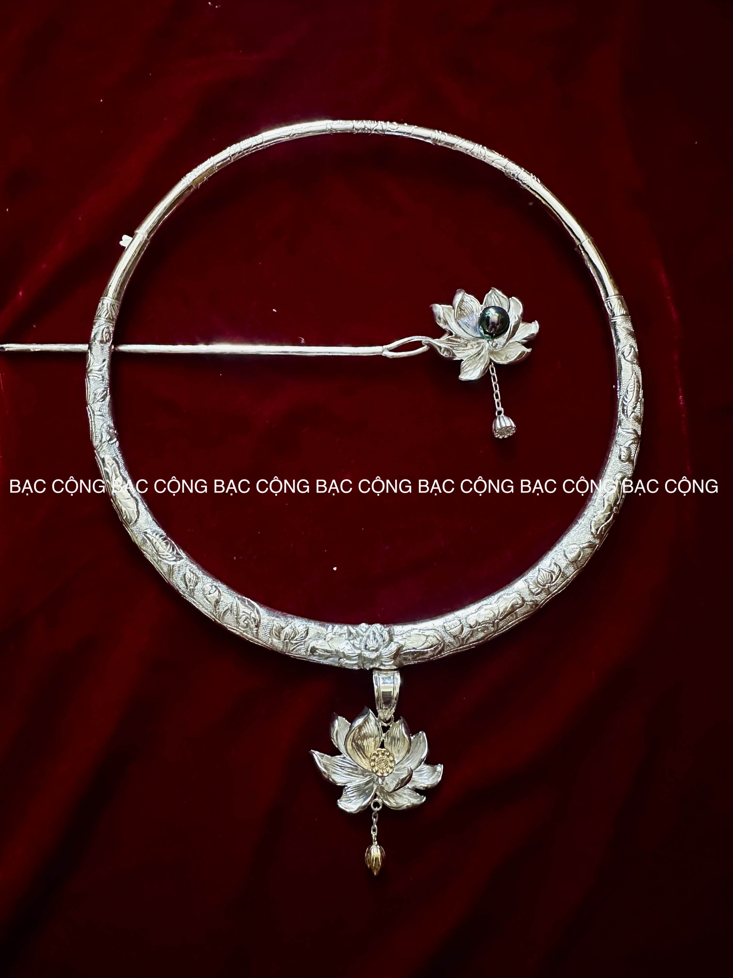 Kiềng Bạc Hoa Sen s99 kiềng cưới
