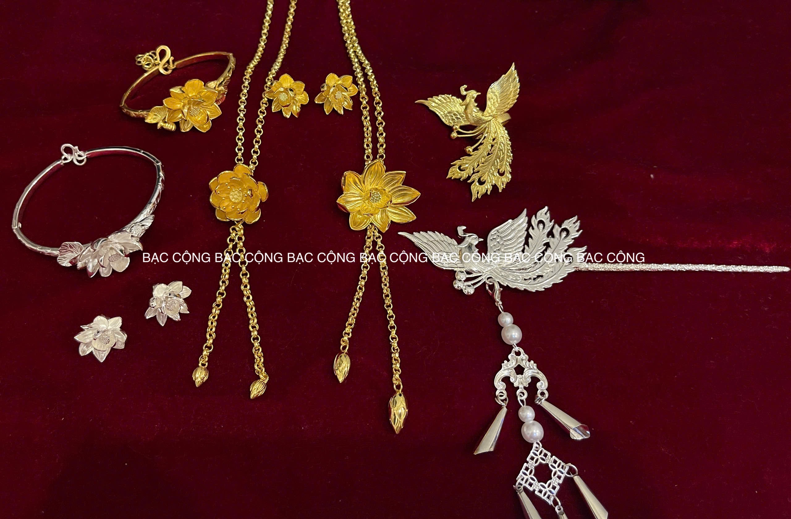 Trâm Bạc phượng hoàng mạ vàng 24k TC53