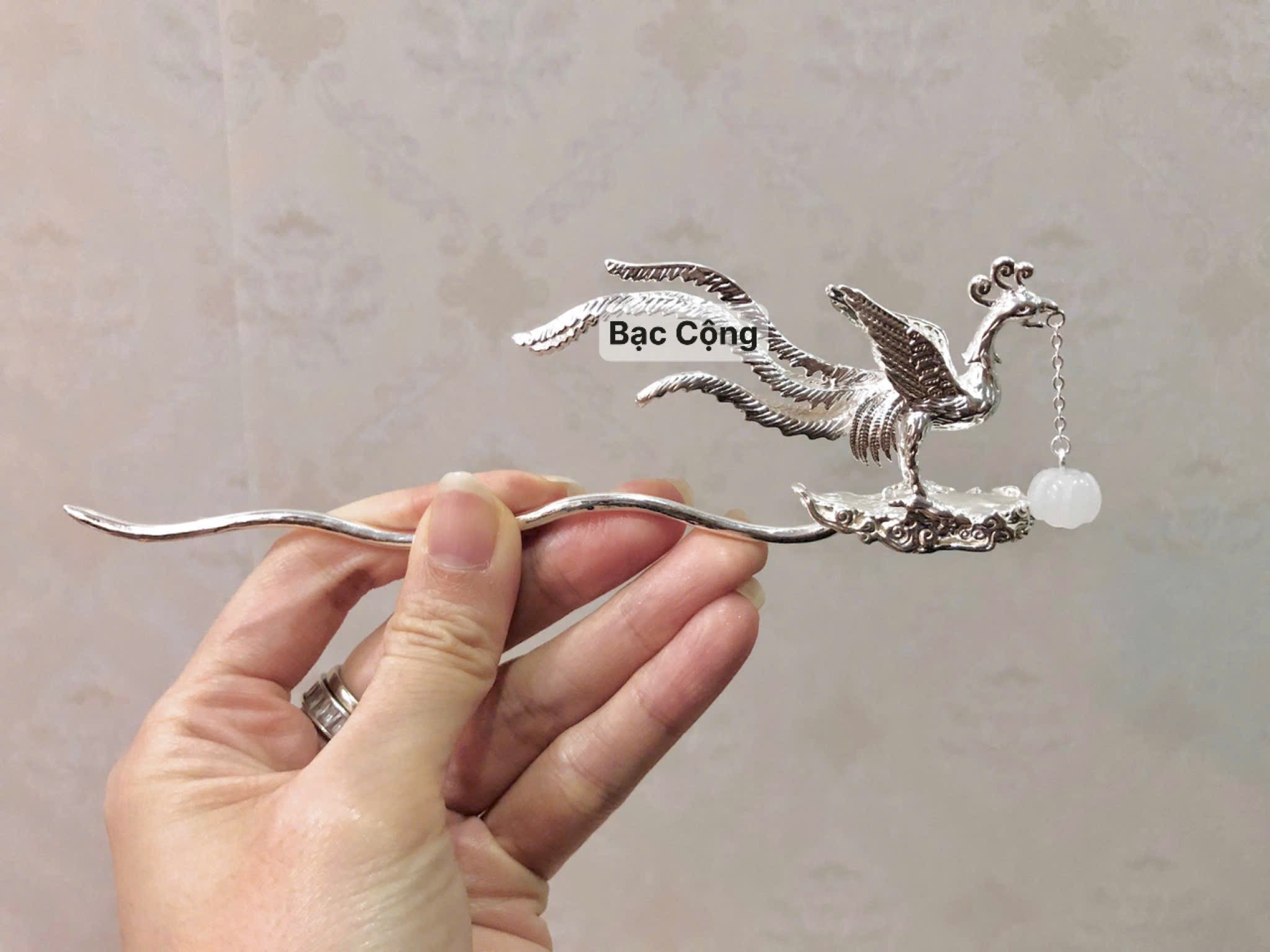 TC36 Trâm bạc cài tóc phượng múa