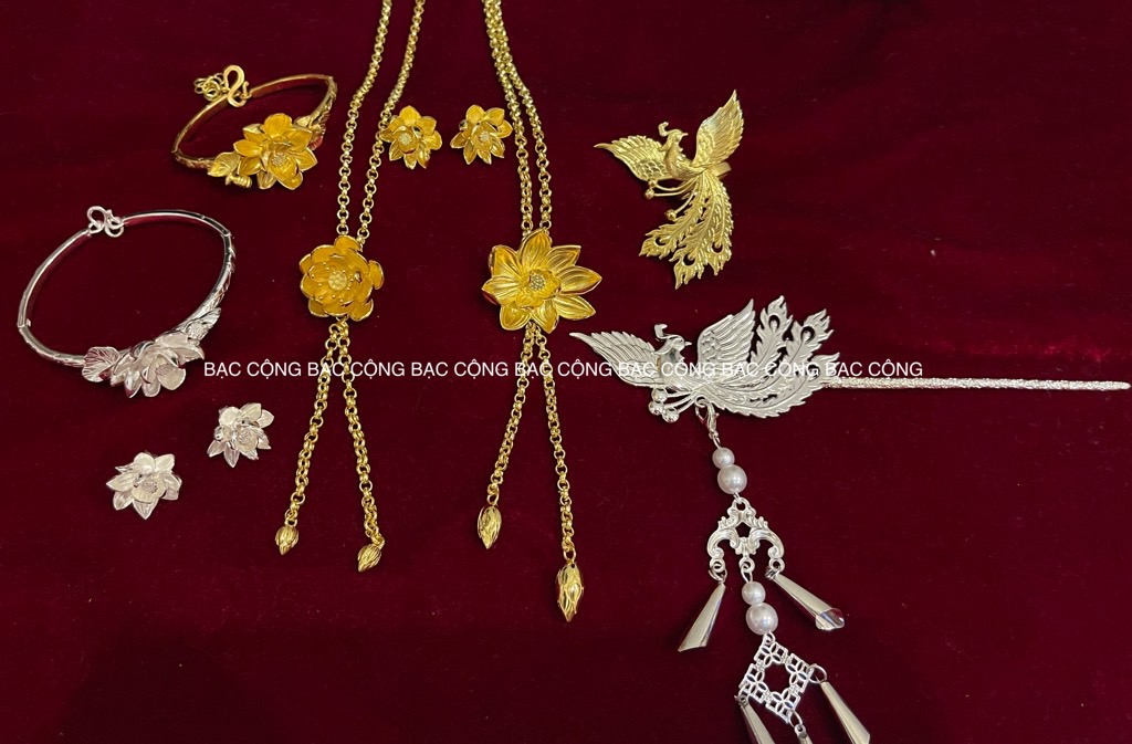 Vòng cổ bạc ta nguyên chất hoa sen VC57