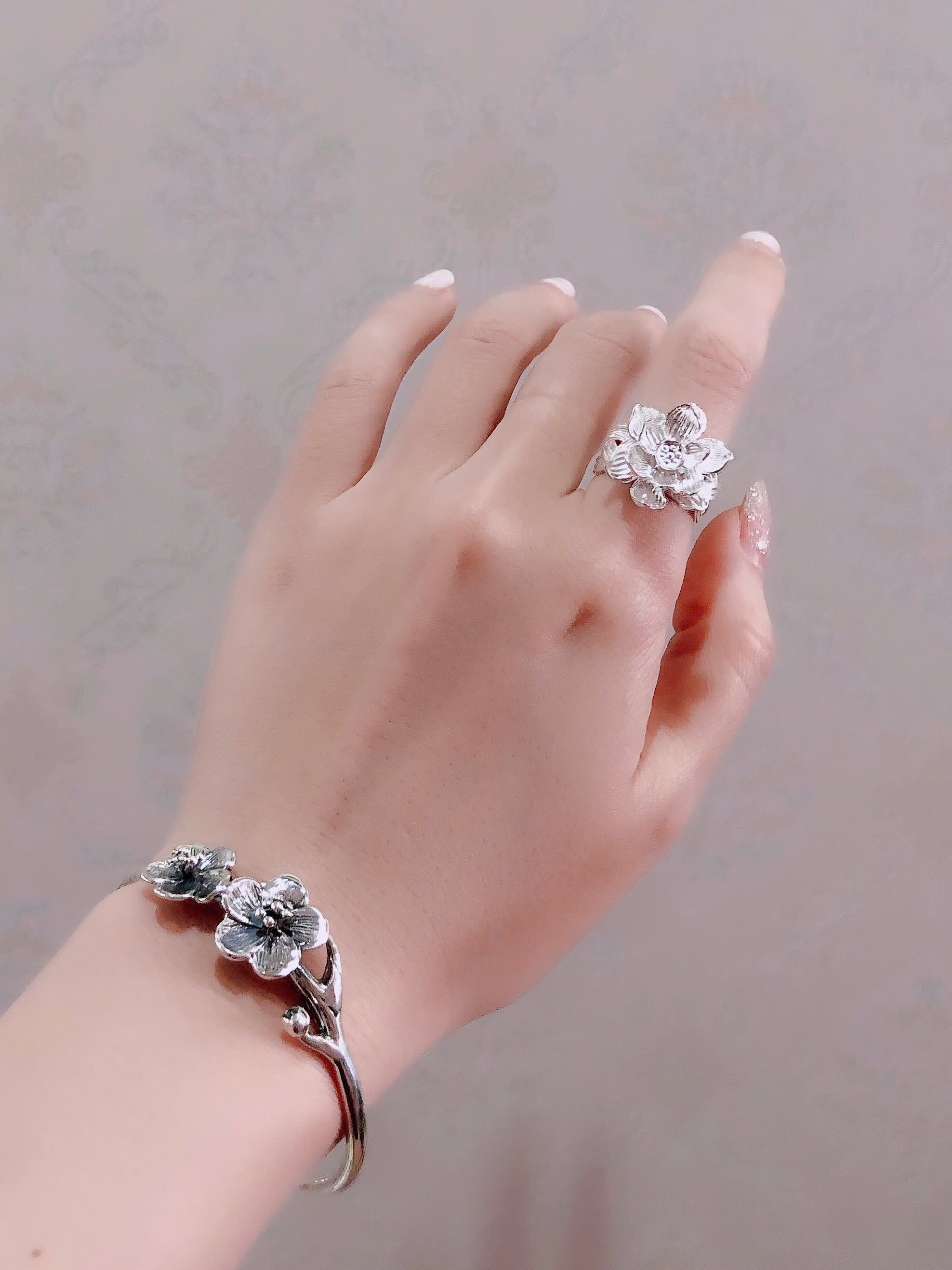 Nhẫn bạc hoa sen 3D N68