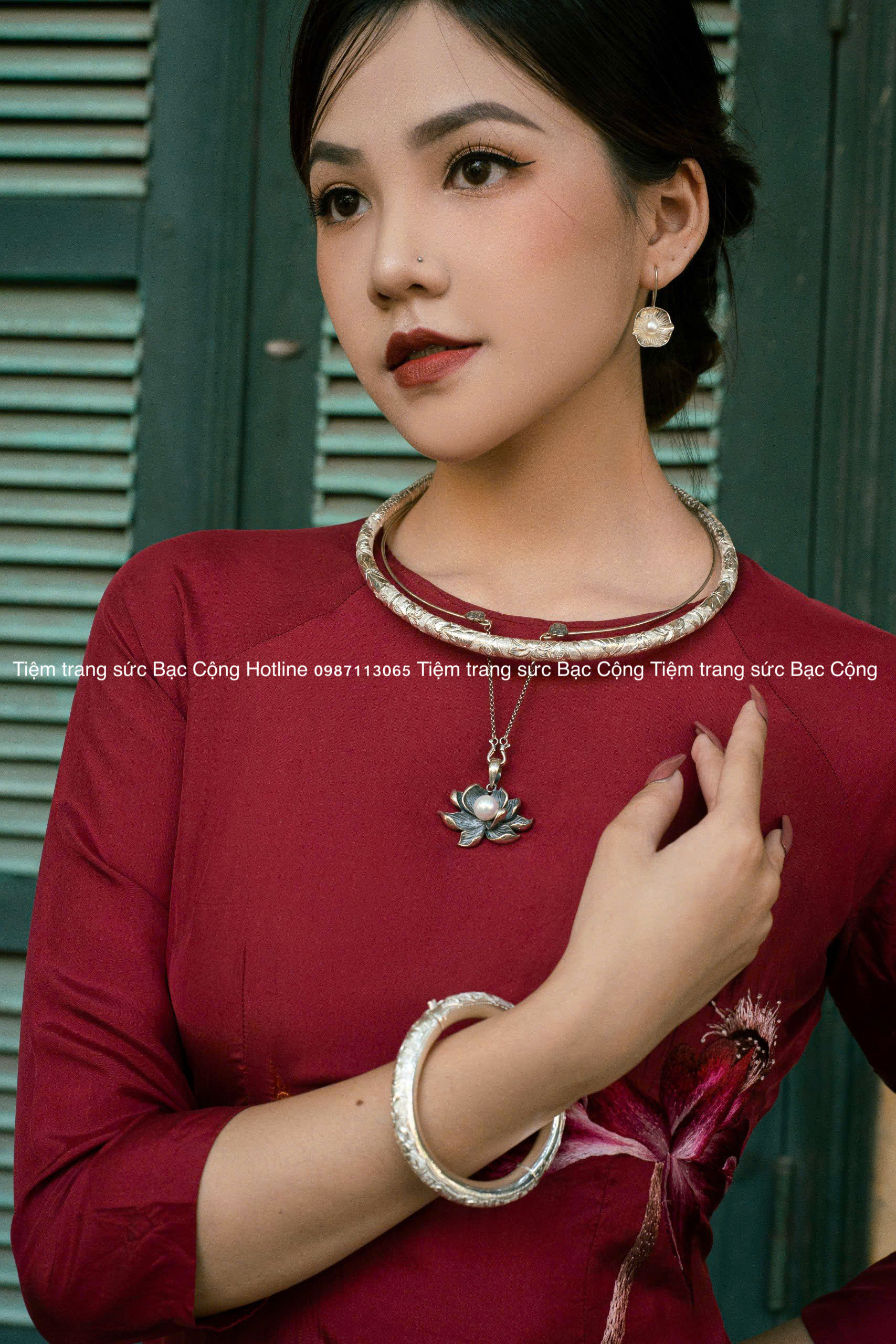 Mặt dây bạc Hoa Sen bạc nguyên chất Md02