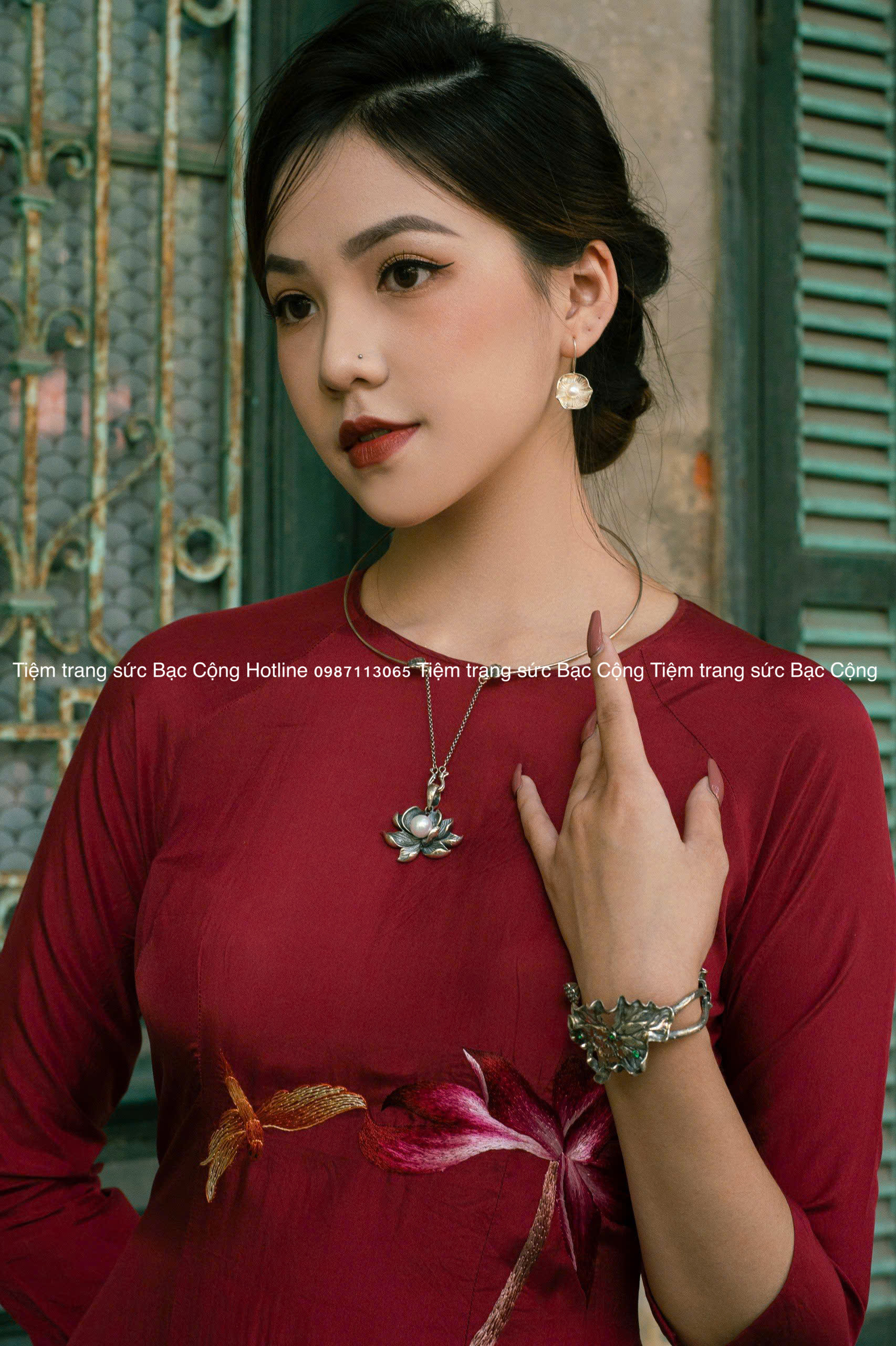 Mặt dây bạc Hoa Sen bạc nguyên chất Md02