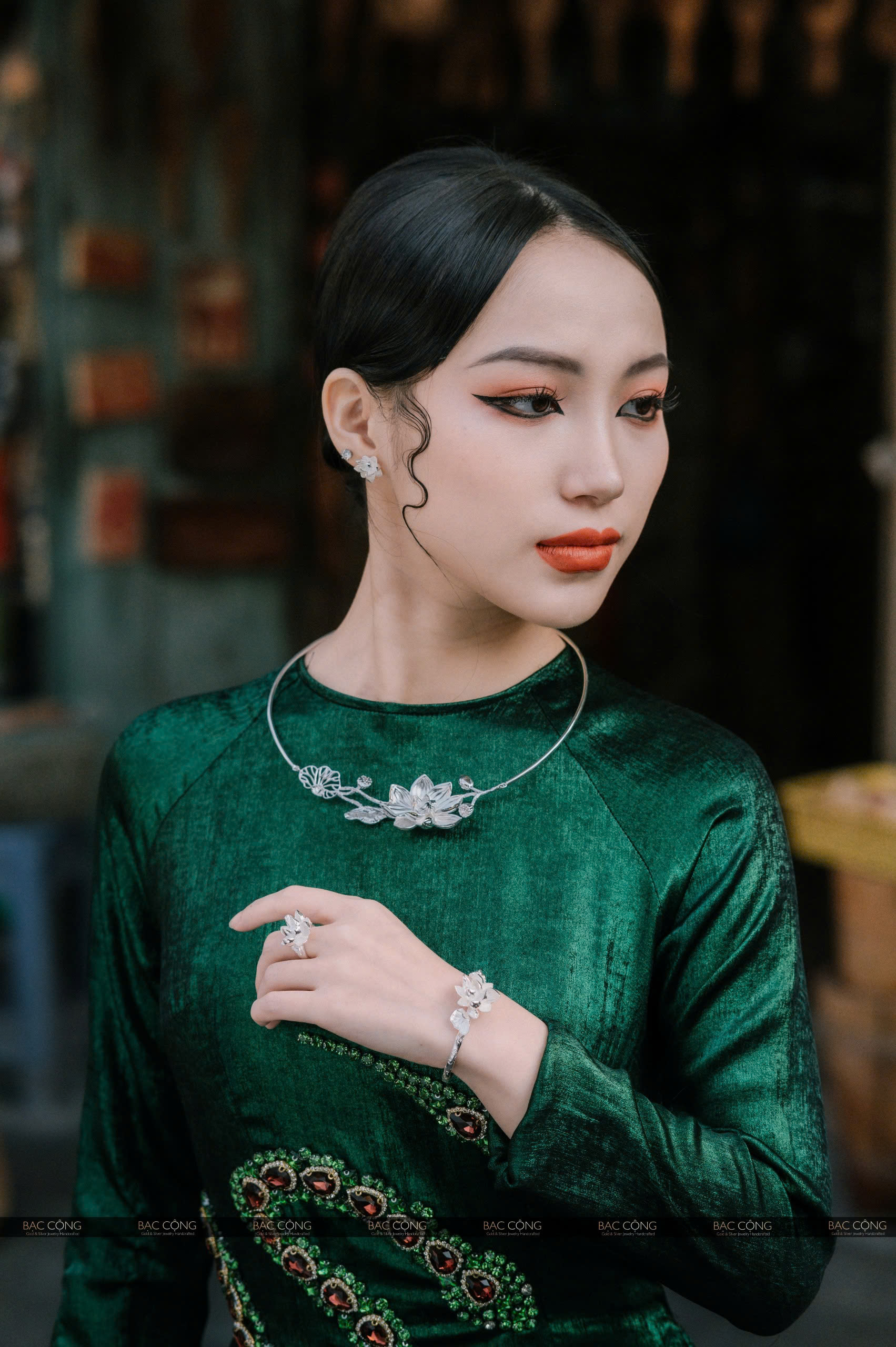 Kiềng cổ bạc hoa sen Tứ Quý KC52