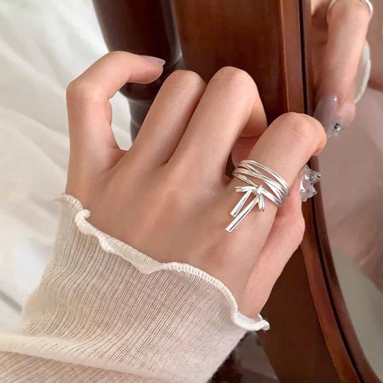 Nhẫn bạc nơ 3 tầng
