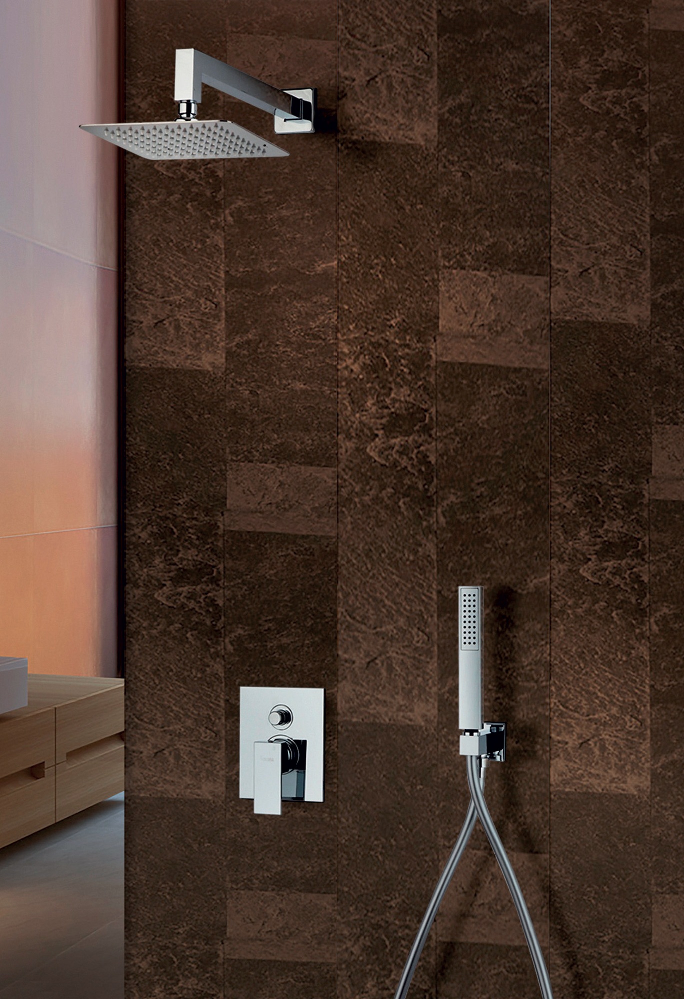 Sen tắm âm tường vuông 20cm I Crolla 10256