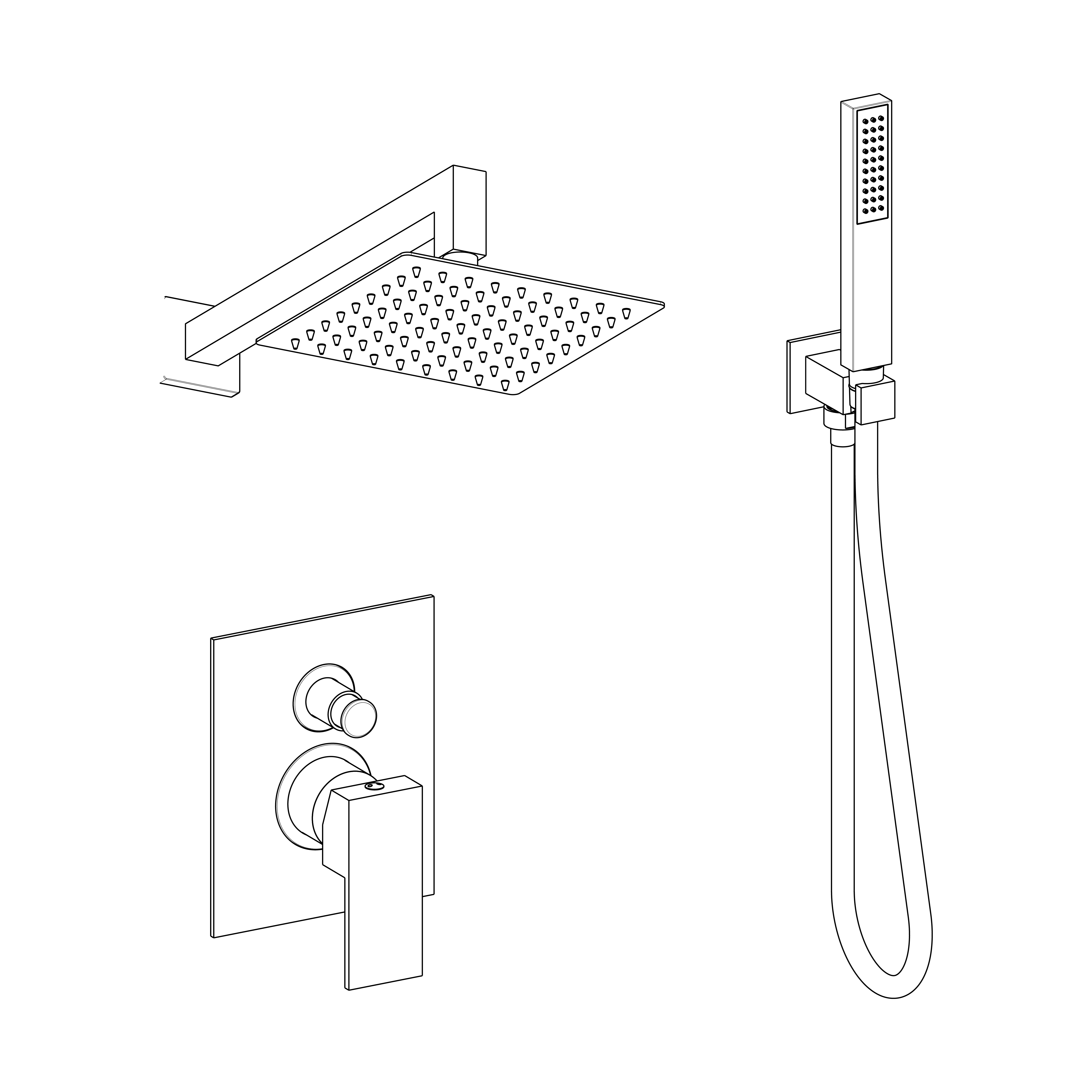 Sen tắm âm tường vuông 20cm I Crolla 10256