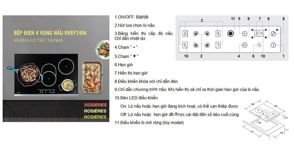 Bếp hồng ngoại Rosieres RVEF74IN